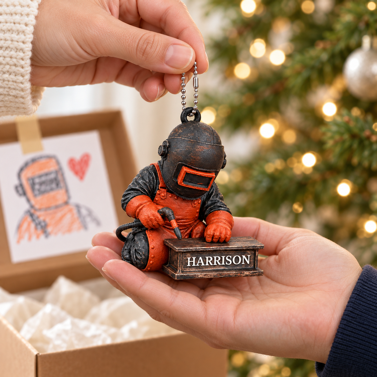 Personalized Welder 3D Ornament – Custom Name Welding Keepsake, Unique Christmas Gift for Welders and Metalworkers