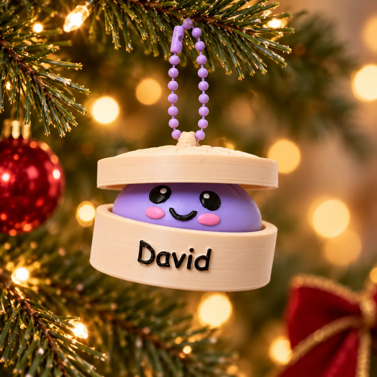 Personalized Dumpling Clicker Ornament – Custom Name 3D Fidget Toy, Cute Stress Relief Gift