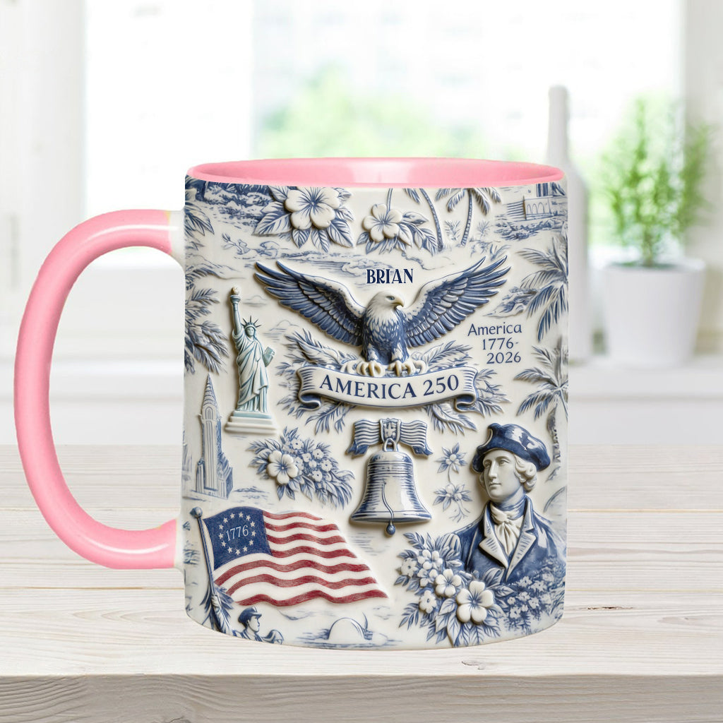 2D 250 Years of America 1776–2026 Vintage Patriotic - Personalized Independence Day/ 4th of July Accent Mug