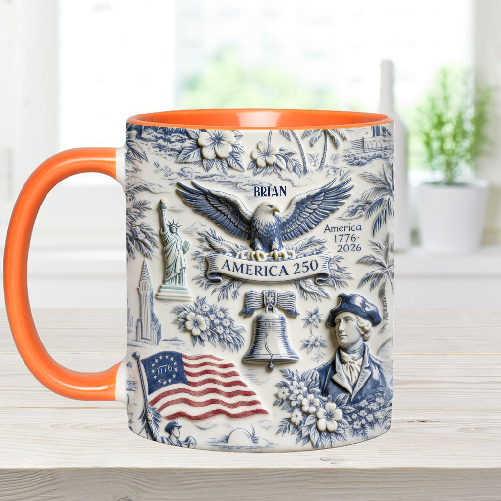 2D 250 Years of America 1776–2026 Vintage Patriotic - Personalized Independence Day/ 4th of July Accent Mug