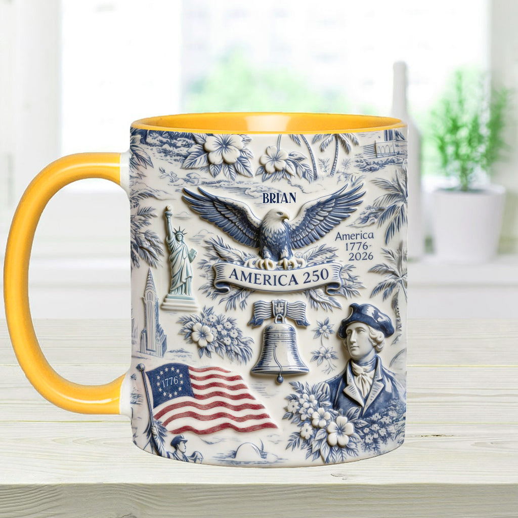 2D 250 Years of America 1776–2026 Vintage Patriotic - Personalized Independence Day/ 4th of July Accent Mug