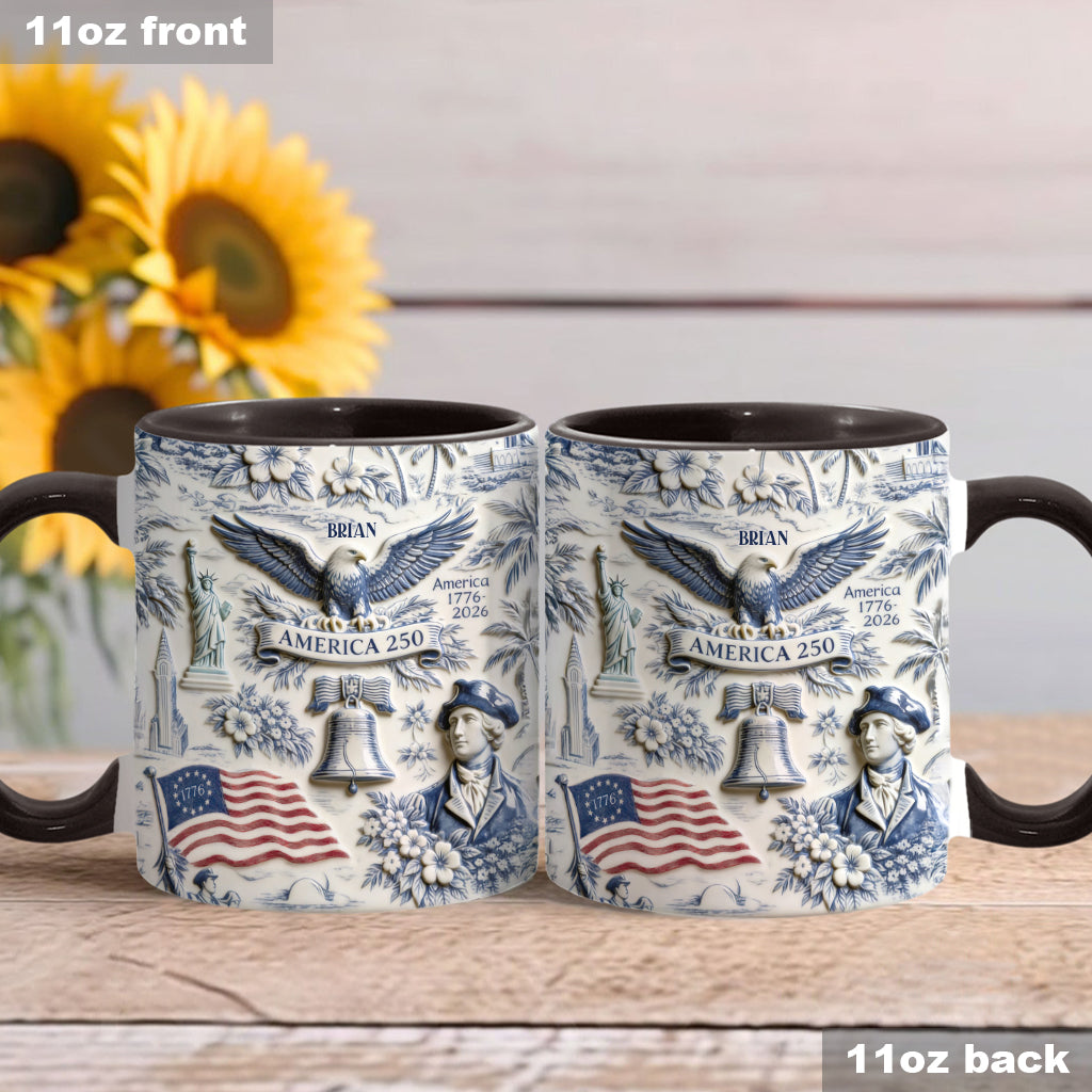 2D 250 Years of America 1776–2026 Vintage Patriotic - Personalized Independence Day/ 4th of July Accent Mug