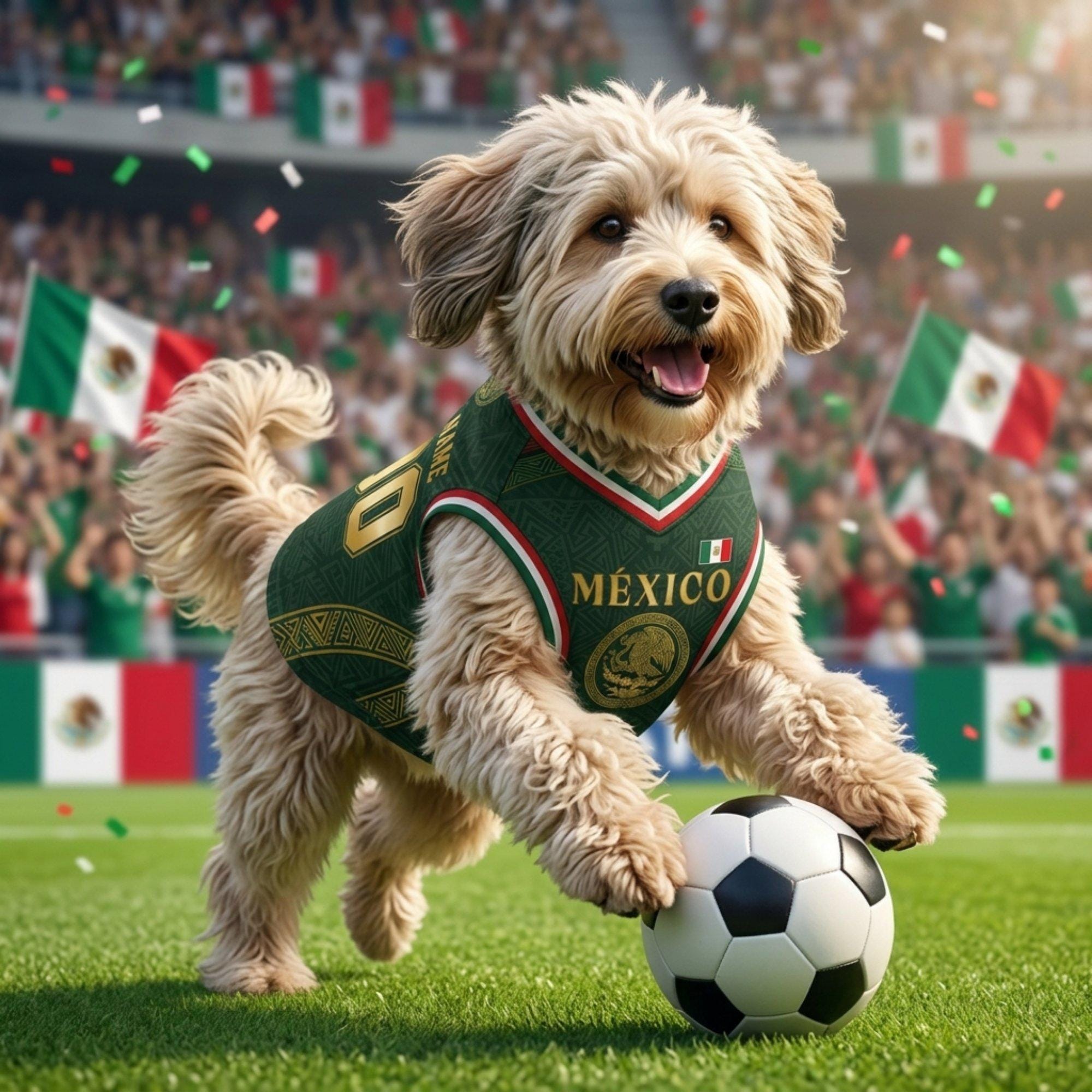 Personalized Mexico Dog Jersey, Custom Cat Football Shirt Name Number, Aztec Pet Soccer Mesh Jersey,