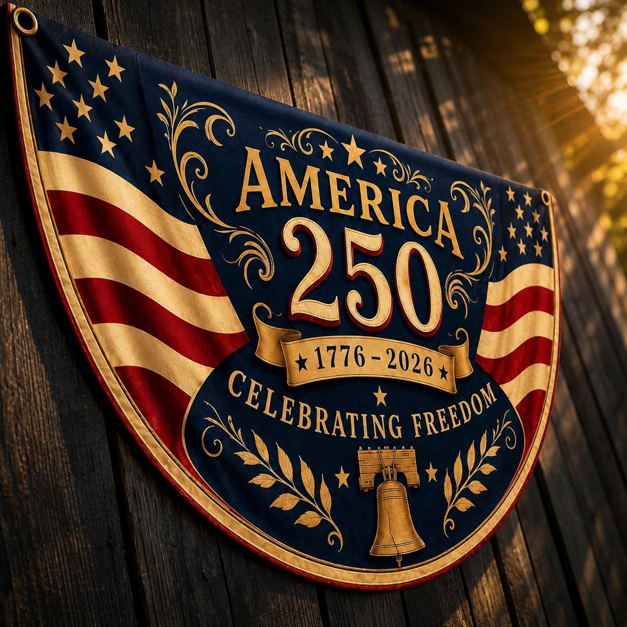 America 250th Anniversary Banner, Patriotic Porch Decor, Semicircle Bunting Flag, Fourth of July Outdoor Decor