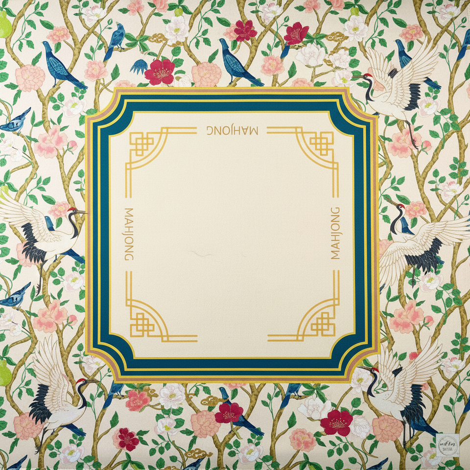 Mahjong Mat Chinosserie Bird Mahjong, Plum & Crane Plum & Crane