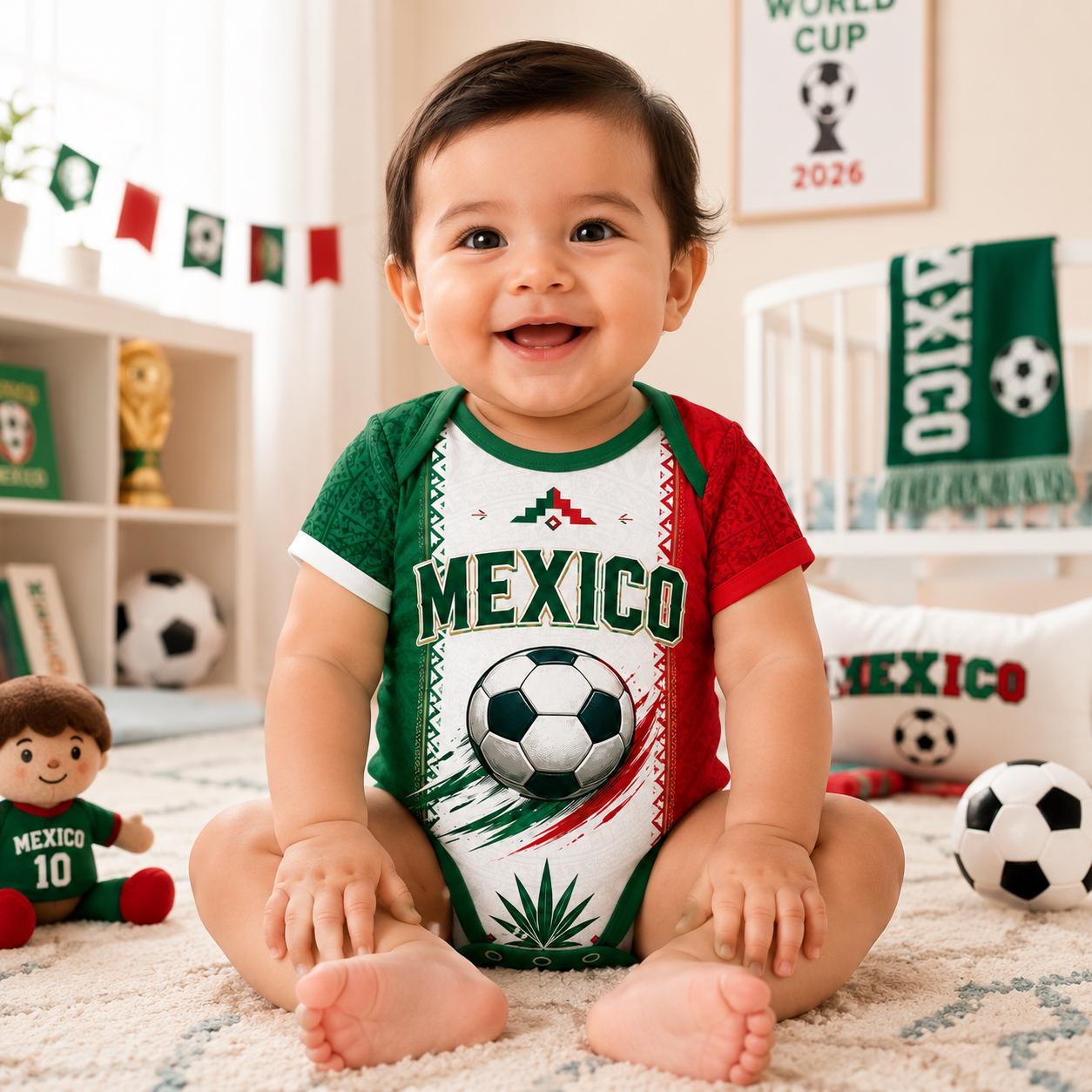 Personalized Mexico Baby Soccer Bodysuit, Personalized Football Jersey, Custom Baby Gift, Baby Shower Gift