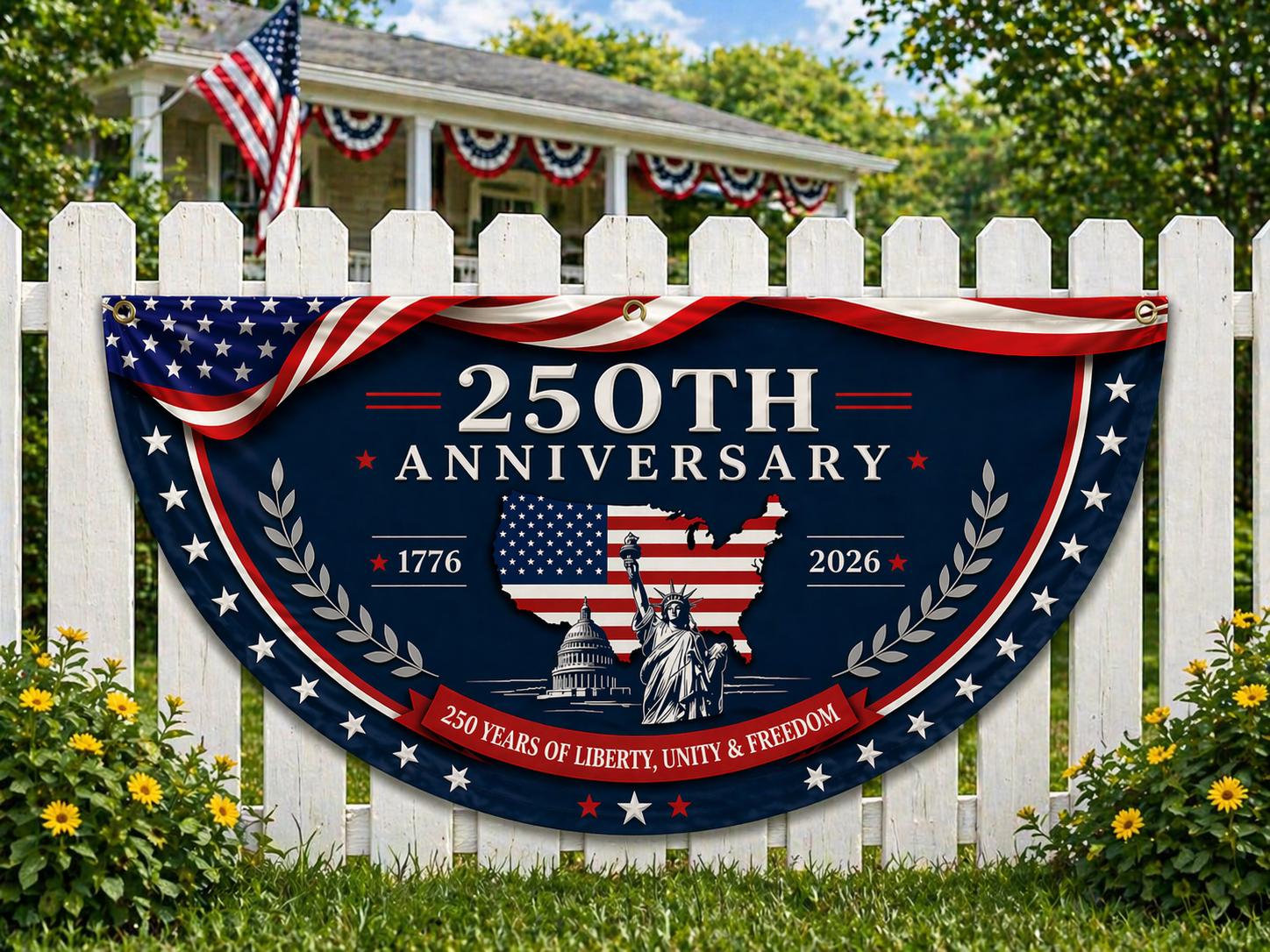 America 250th Anniversary Semicircle Banner Flag, Patriotic USA Outdoor Decor