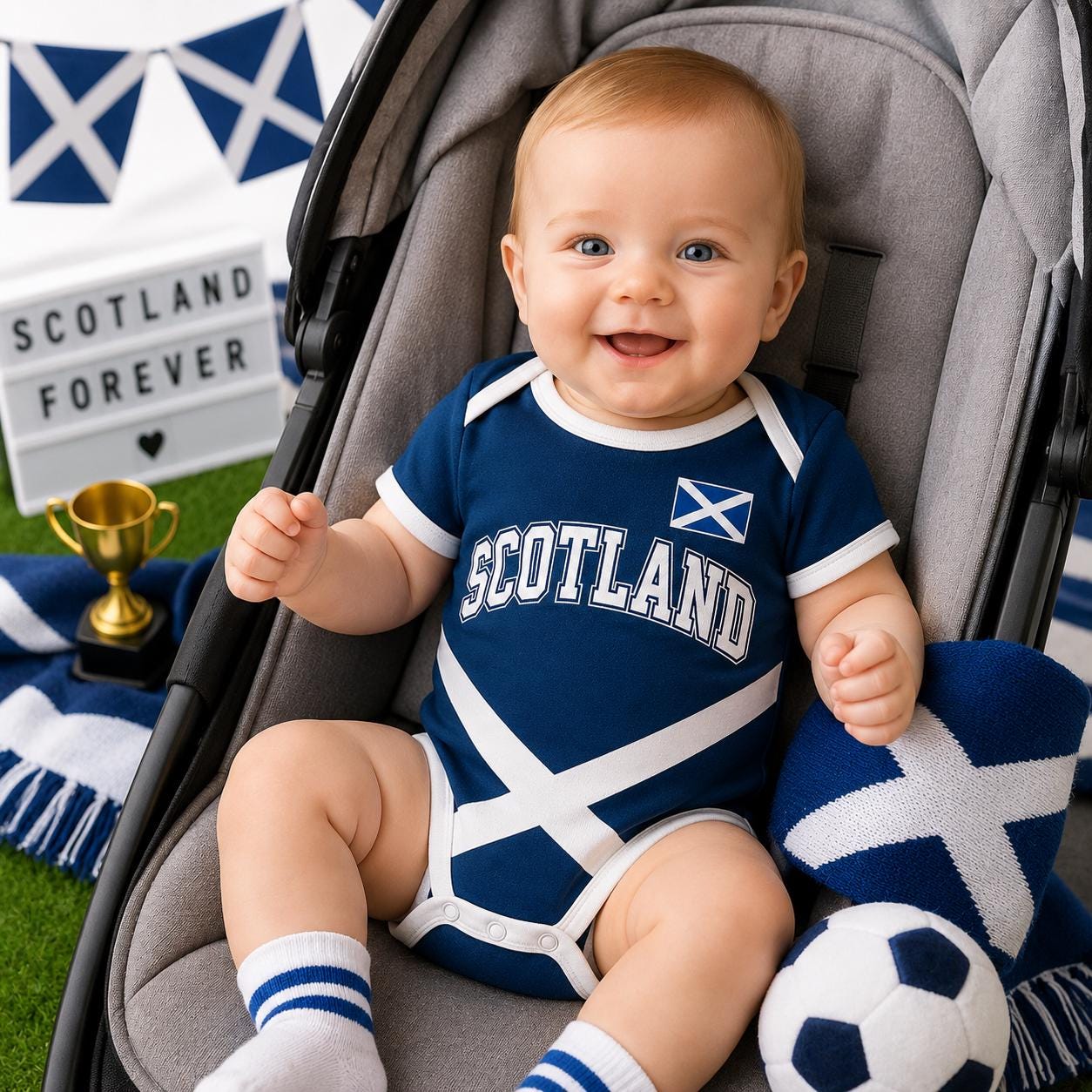 Scotland Baby Soccer Bodysuit, Personalized Football Jersey, Custom Baby Gift, Baby Shower Gift