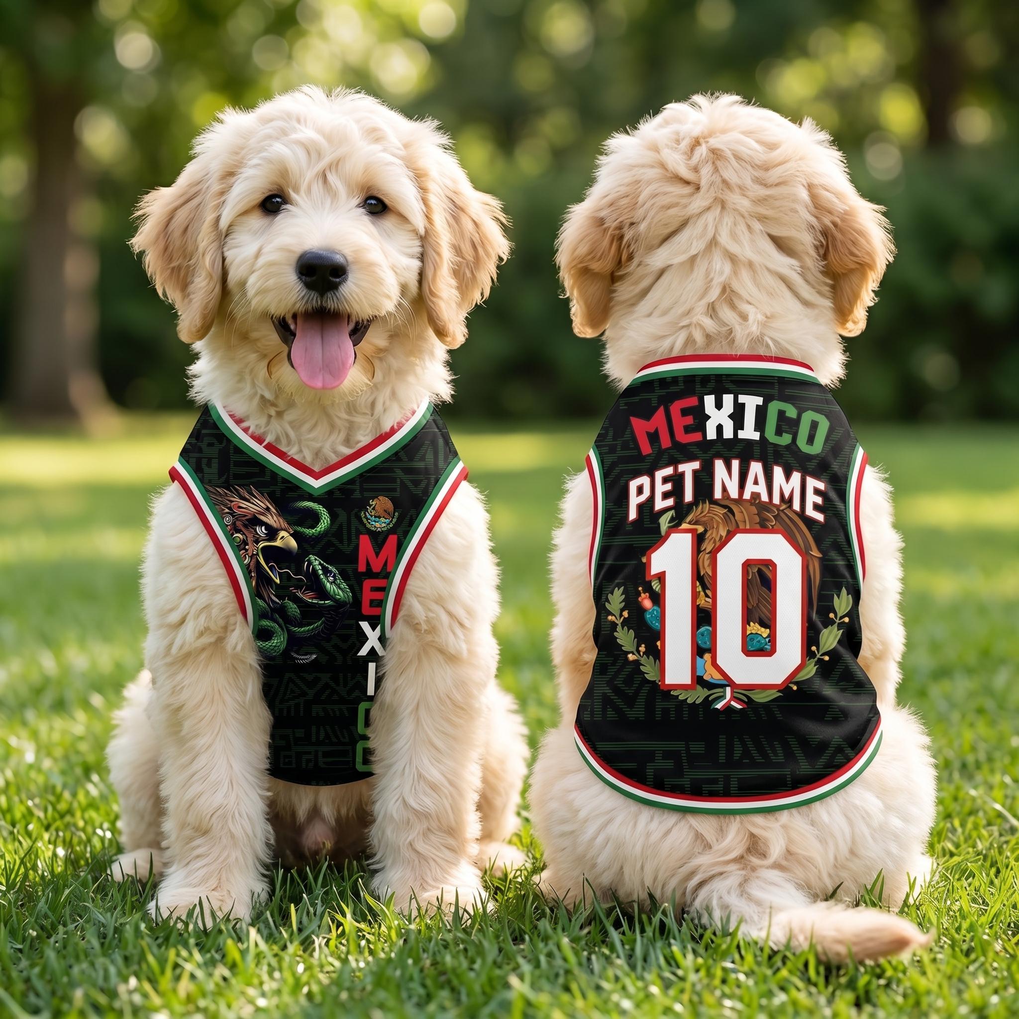 Personalized Mexico Pet Jersey, Custom Dog Cat Soccer Shirt, Name Number Football Jersey