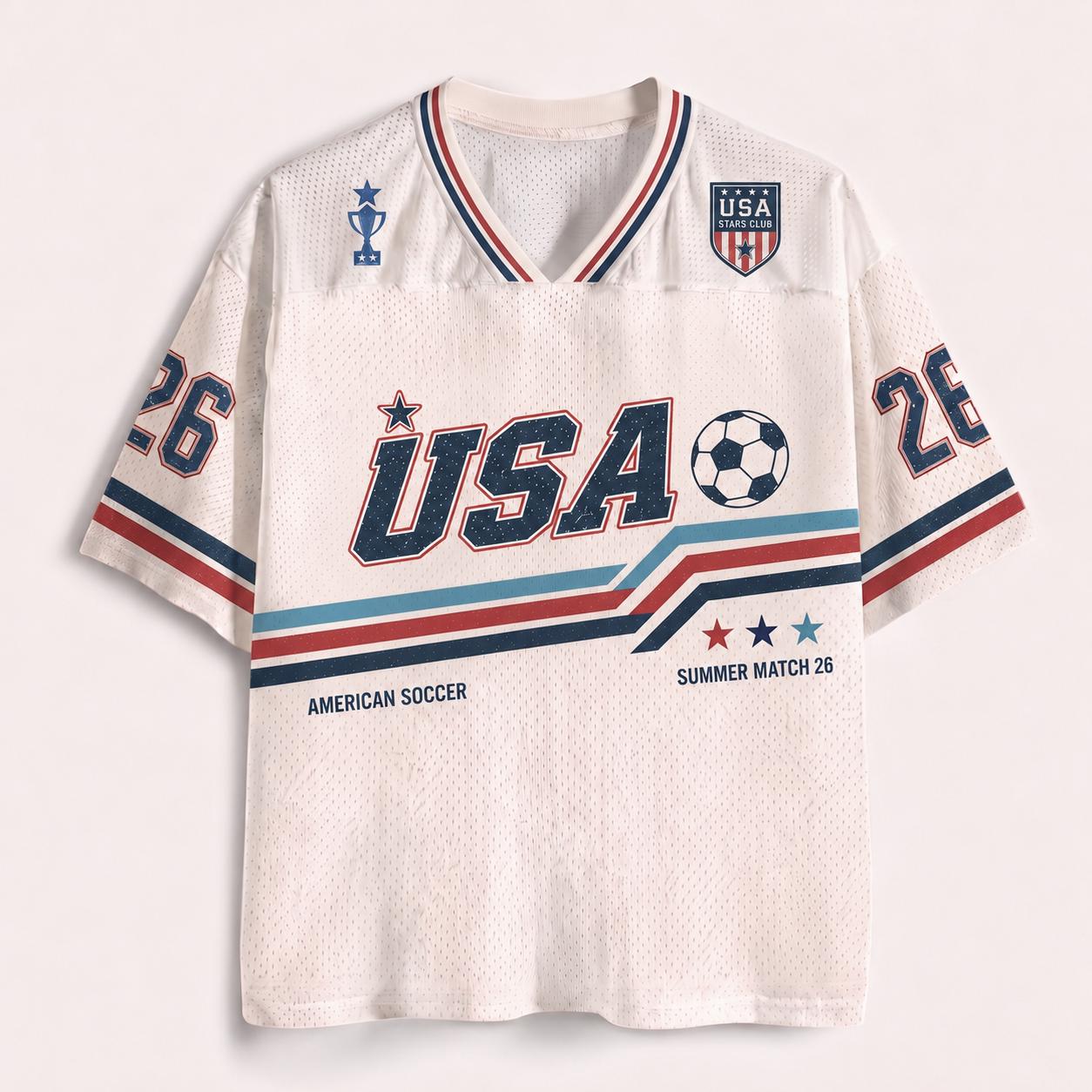 USA Soccer Mesh Jersey Shirt, Custom WC 2026 Jersey, Stars And Stripes Fan Apparel
