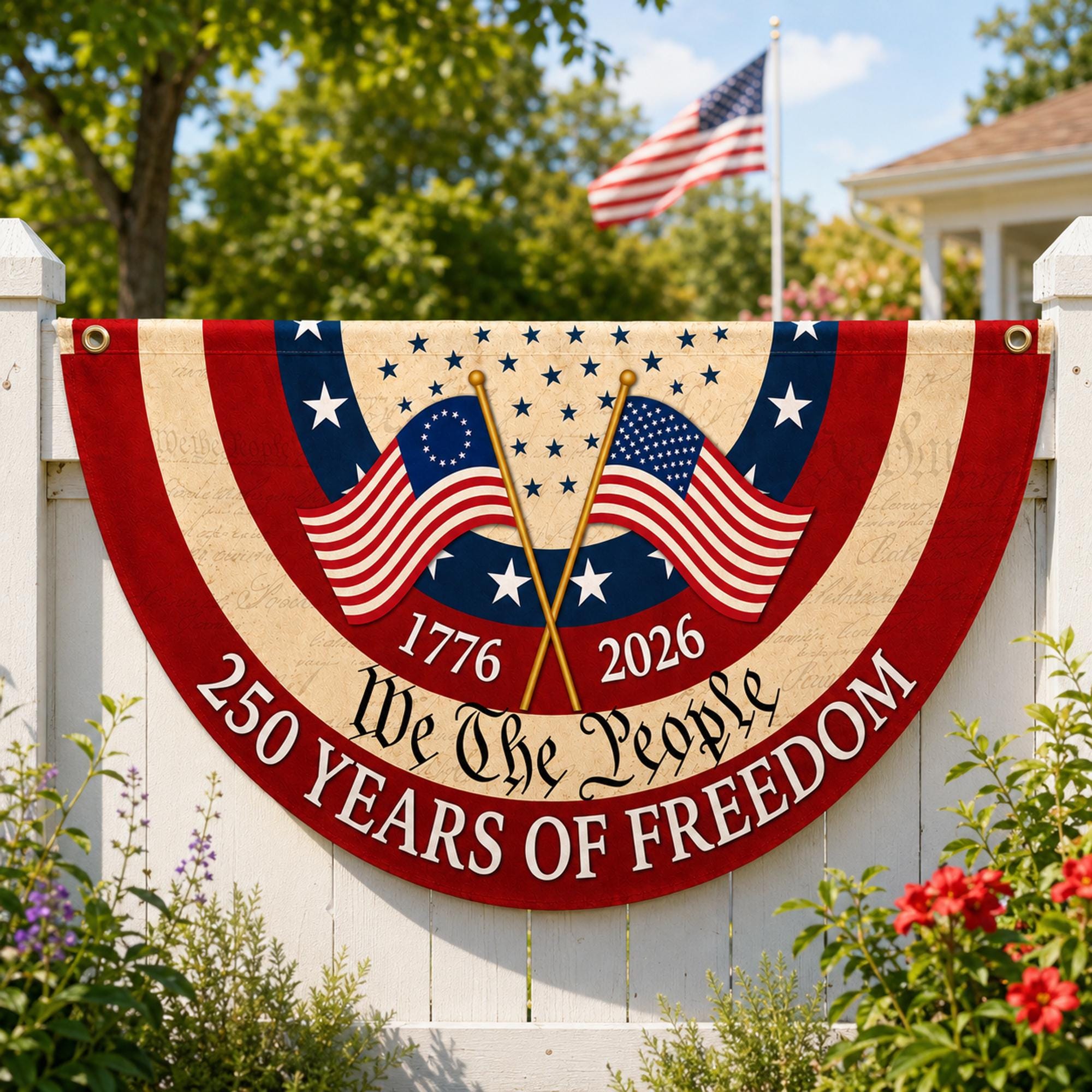 250th Anniversary Banner, Patriotic Fence Banner, We The People Banner, 1776 2026 Banner, American Flag