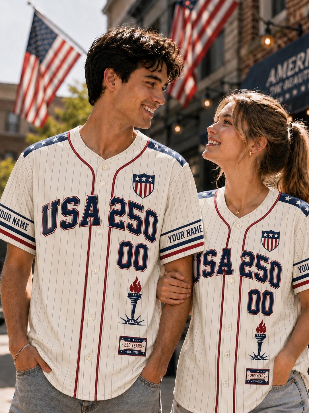USA 250th Anniversary Baseball Jersey, Custom America 1776 2026 Shirt, Patriotic Gift for Men