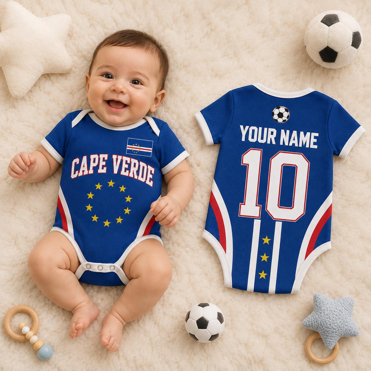 Personalized Cape Verde Baby Bodysuit, Custom Name Soccer Jersey, Infant Football Outfit, Baby Shower Gift
