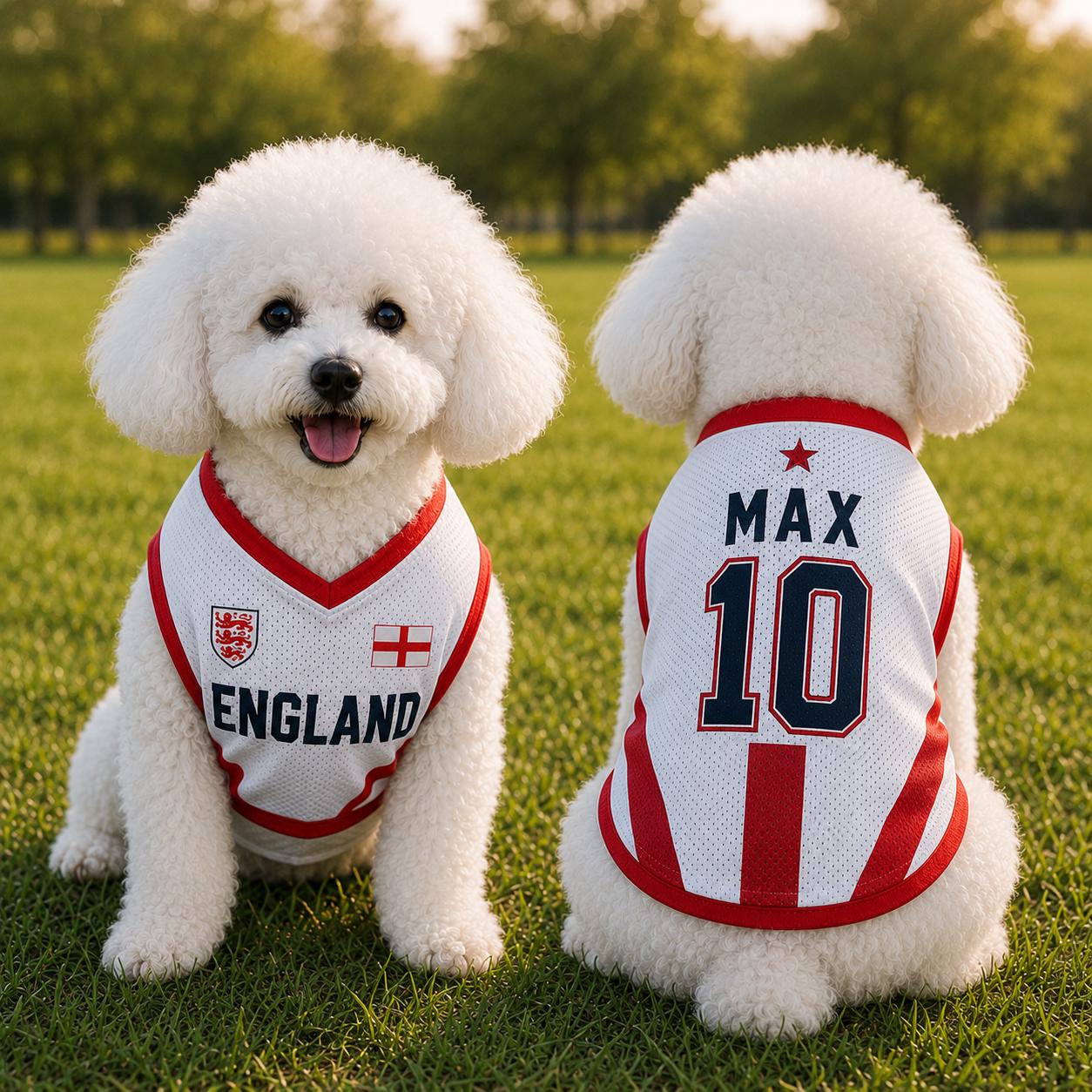 Personalized England Dog Jersey, Custom Pet Football Shirt with Name Number