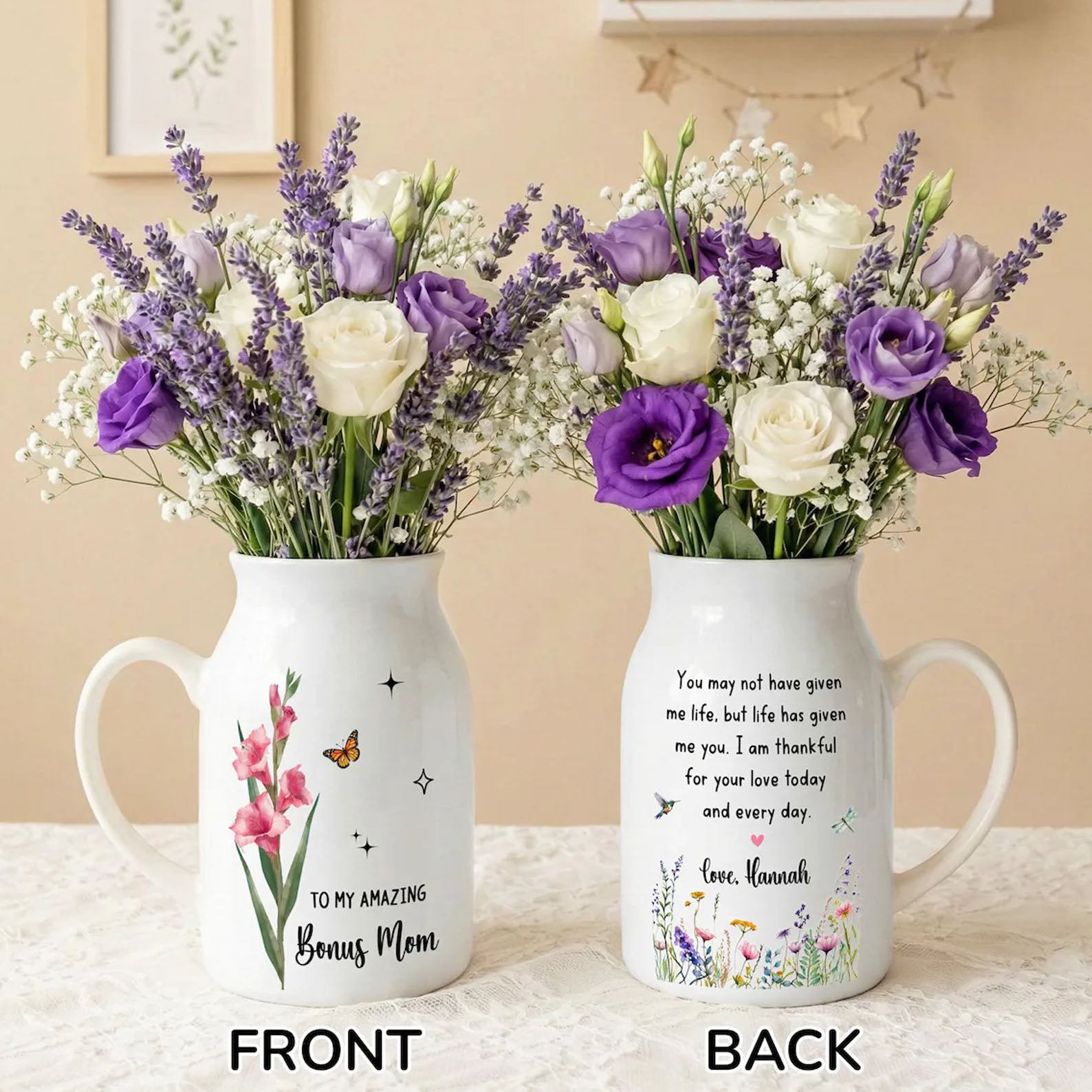Custom Bonus Mom Flower Vase, Bonus Mom Gift From Bride