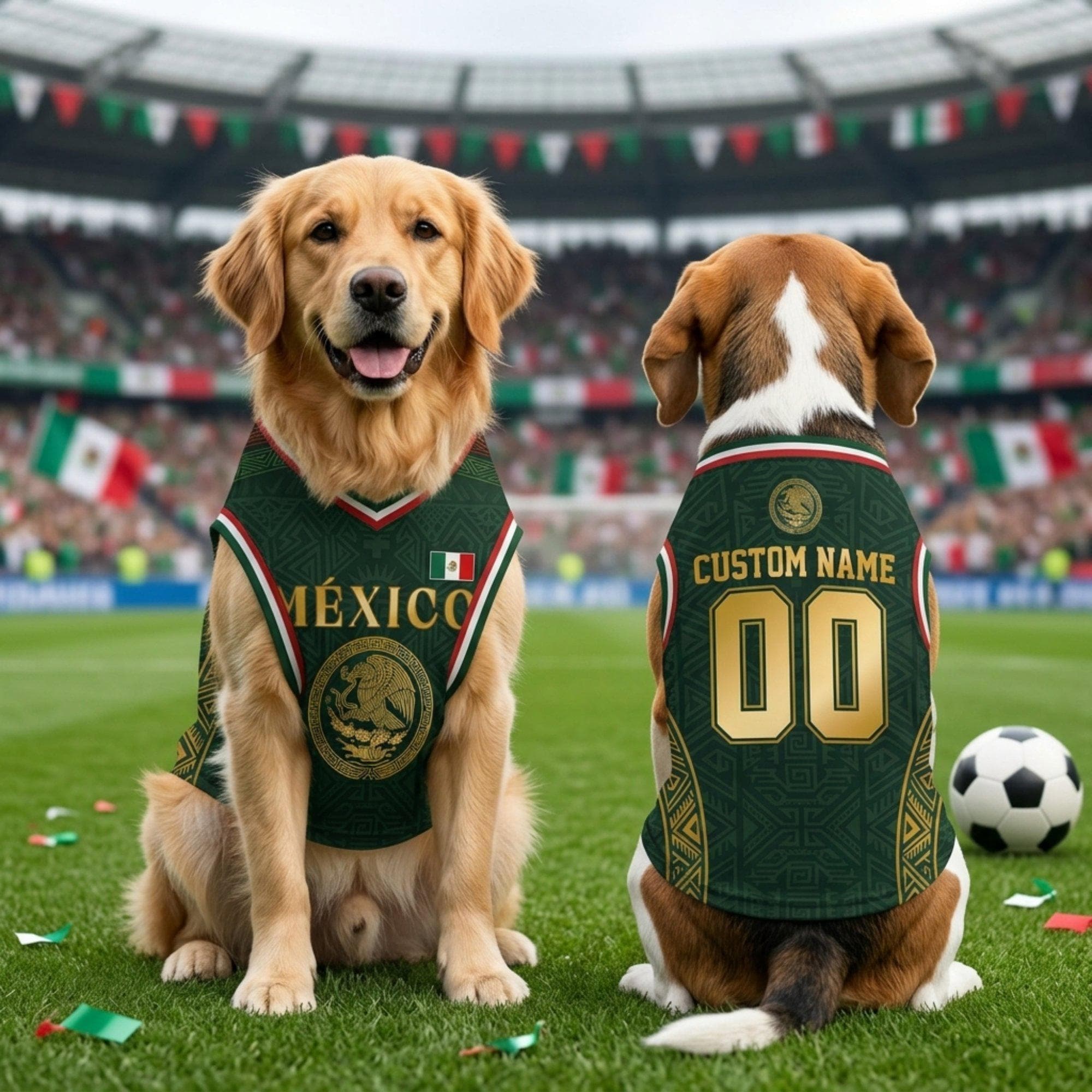 Personalized Mexico Dog Jersey, Custom Cat Football Shirt Name Number, Aztec Pet Soccer Mesh Jersey,