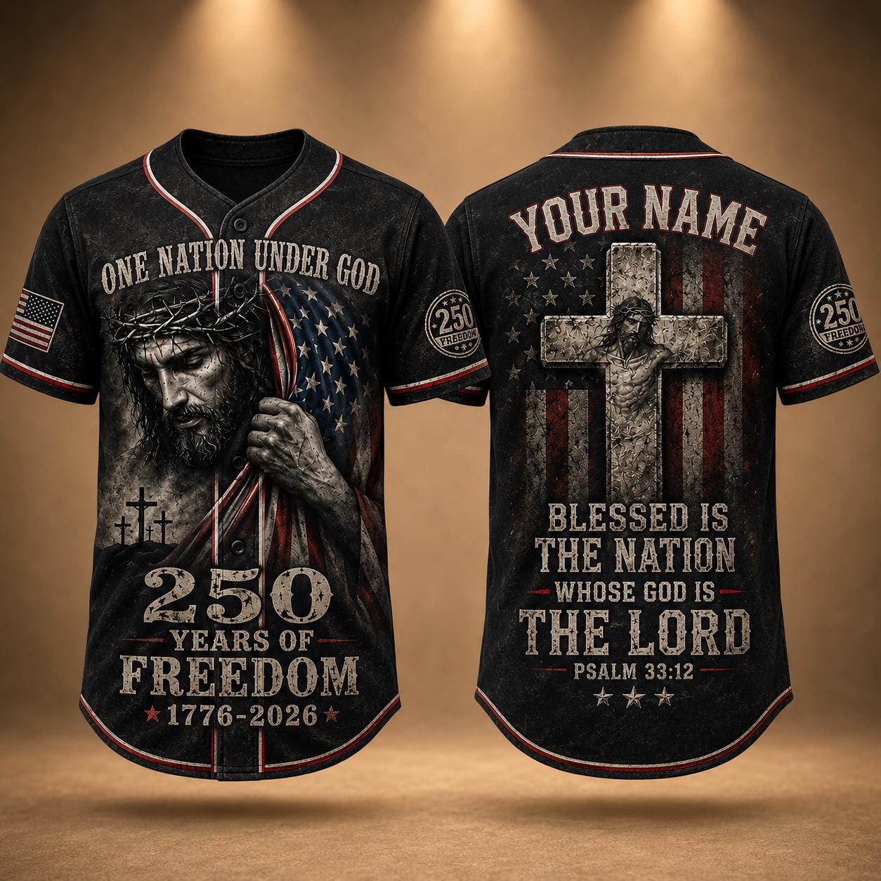 Christian Patriotic Baseball Jersey, Custom Name Jesus Jersey, One Nation Under God Shirt