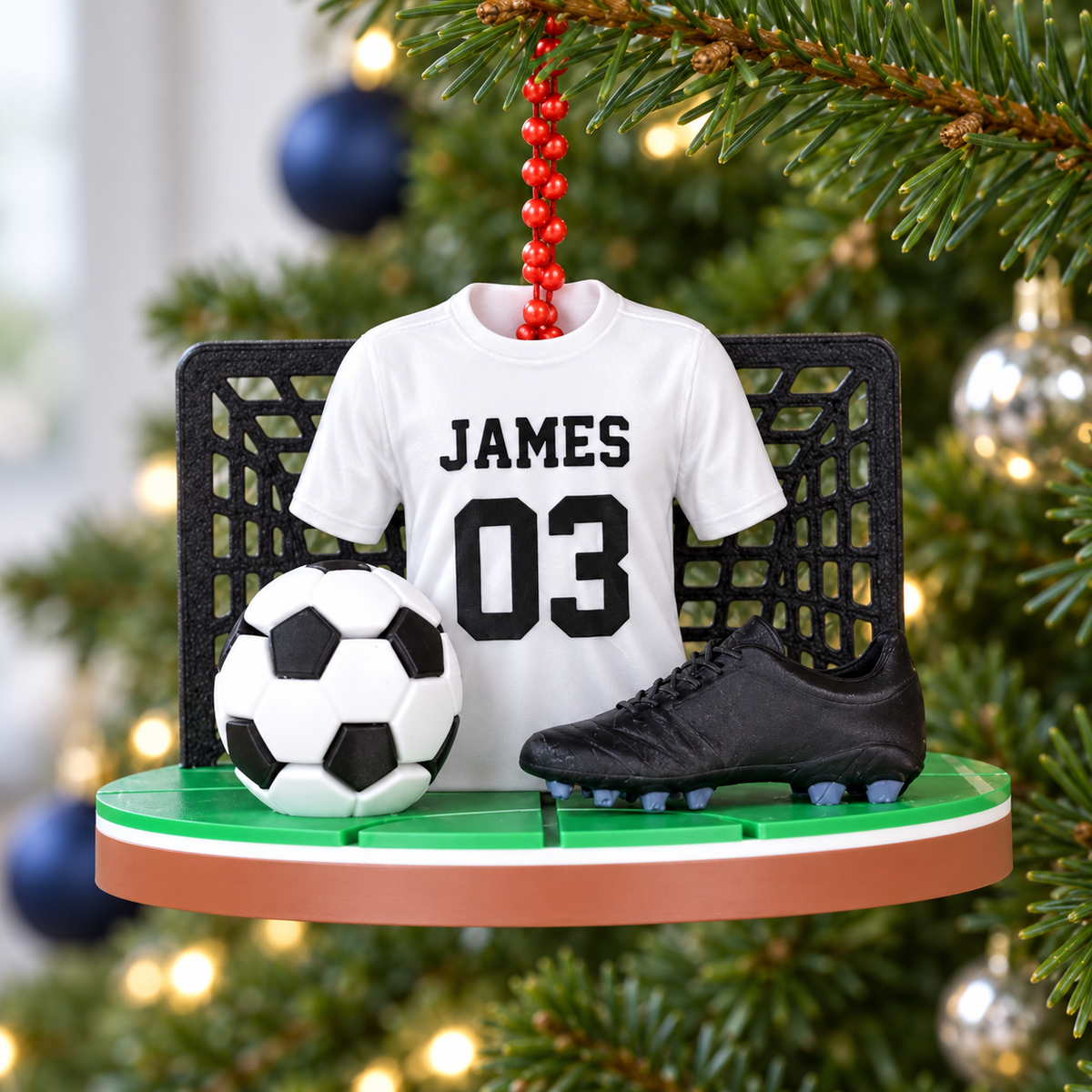 Personalized 3D Soccer Ornament – Custom Name Football Keepsake, Unique Christmas Gift for Soccer Players and Fans