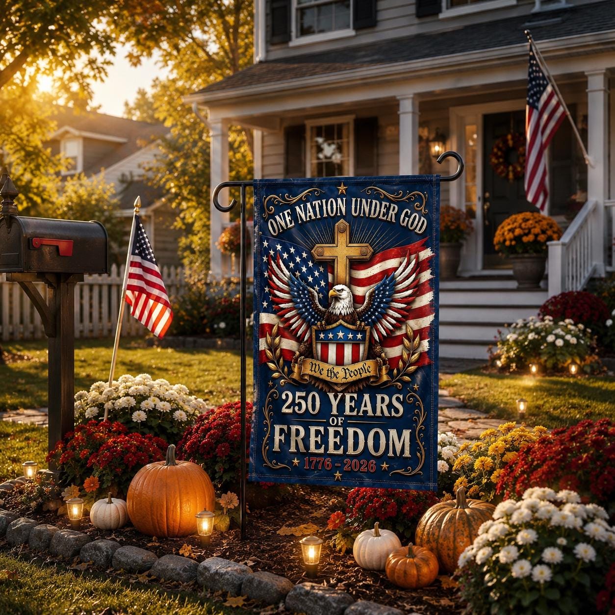 250 Years of Freedom Garden Flag, Patriotic American Flag Decor 1776–2026, Independence Day Gift