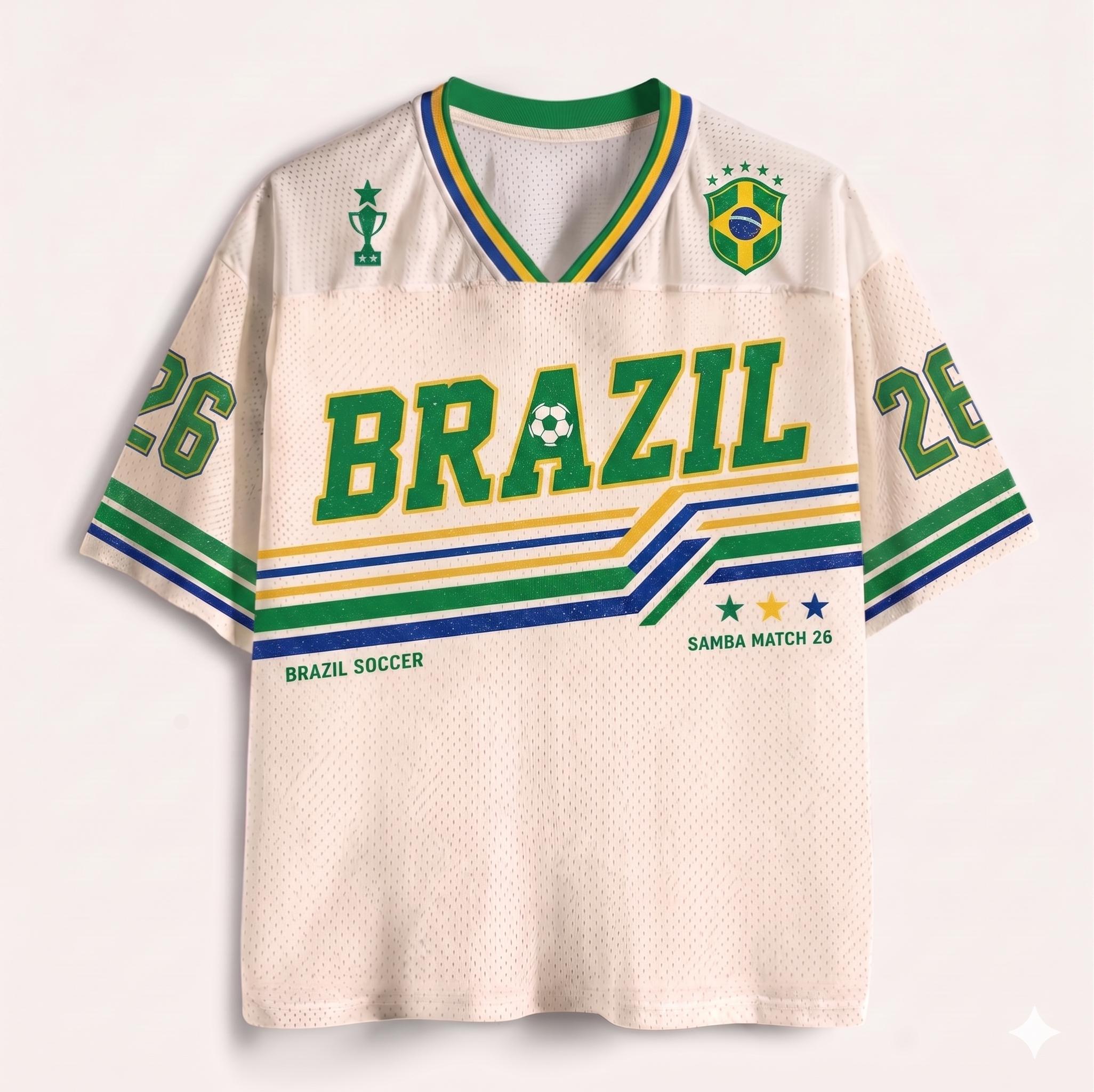 Brazil Soccer Jersey, Retro Samba Shirt, Custom Number Jersey, Brazilian Football Fan Gift
