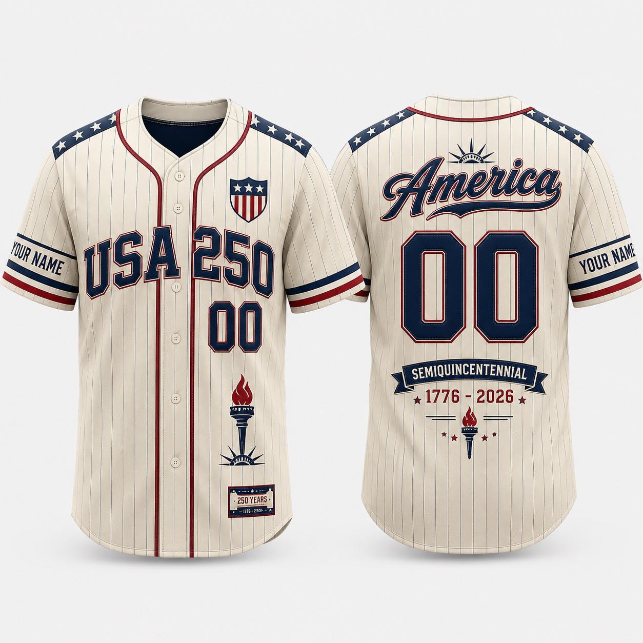 USA 250th Anniversary Baseball Jersey, Custom America 1776 2026 Shirt, Patriotic Gift for Men