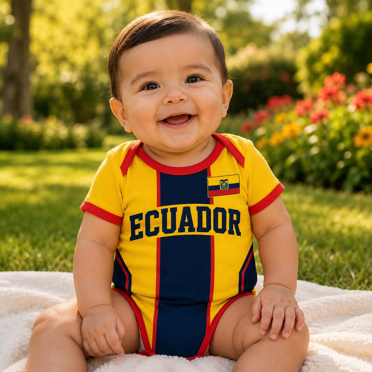 Custom Ecuador Baby Soccer Bodysuit, Personalized Ecuador Football Jersey, Ecuador Baby Gift