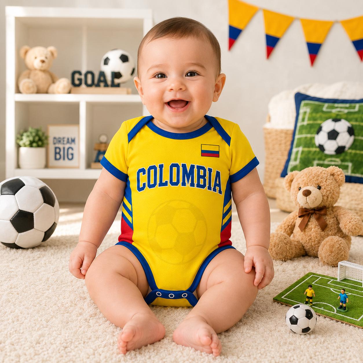 Custom Colombia Soccer Baby Onesie, Personalized Colombia Football Baby Bodysuit, Newborn Sport Gift