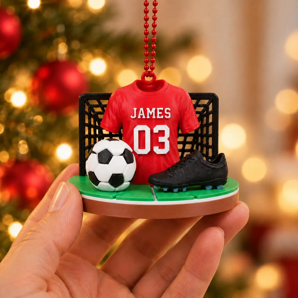 Personalized 3D Soccer Ornament – Custom Name Football Keepsake, Unique Christmas Gift for Soccer Players and Fans