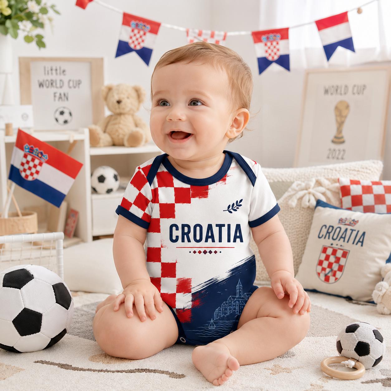 Personalized Croatia Baby Bodysuit - Custom Name Number Infant Outfit, Flag Baby Shower Gift