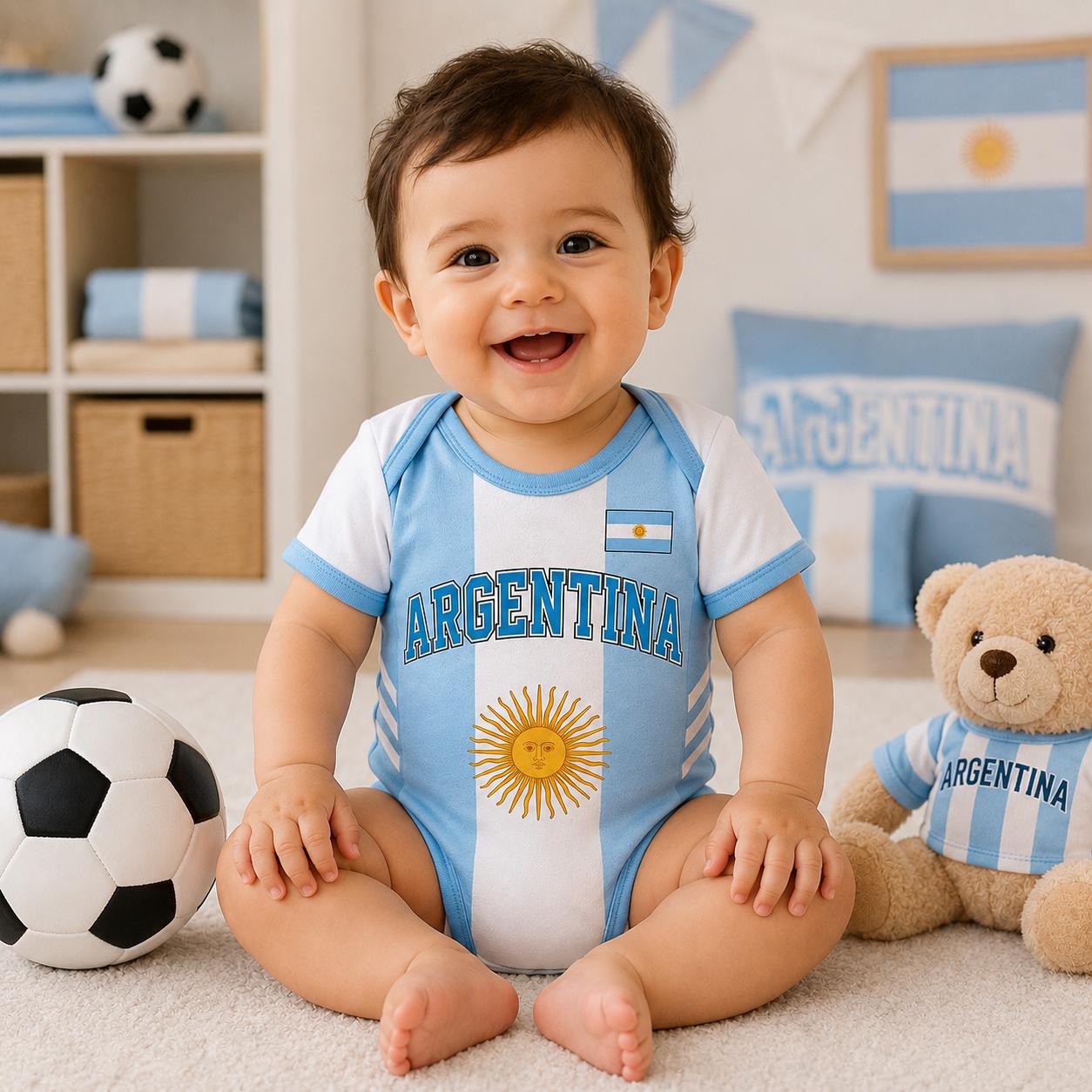 Custom Argentina Soccer Baby Suit, Personalized Argentina Football Infant Bodysuit