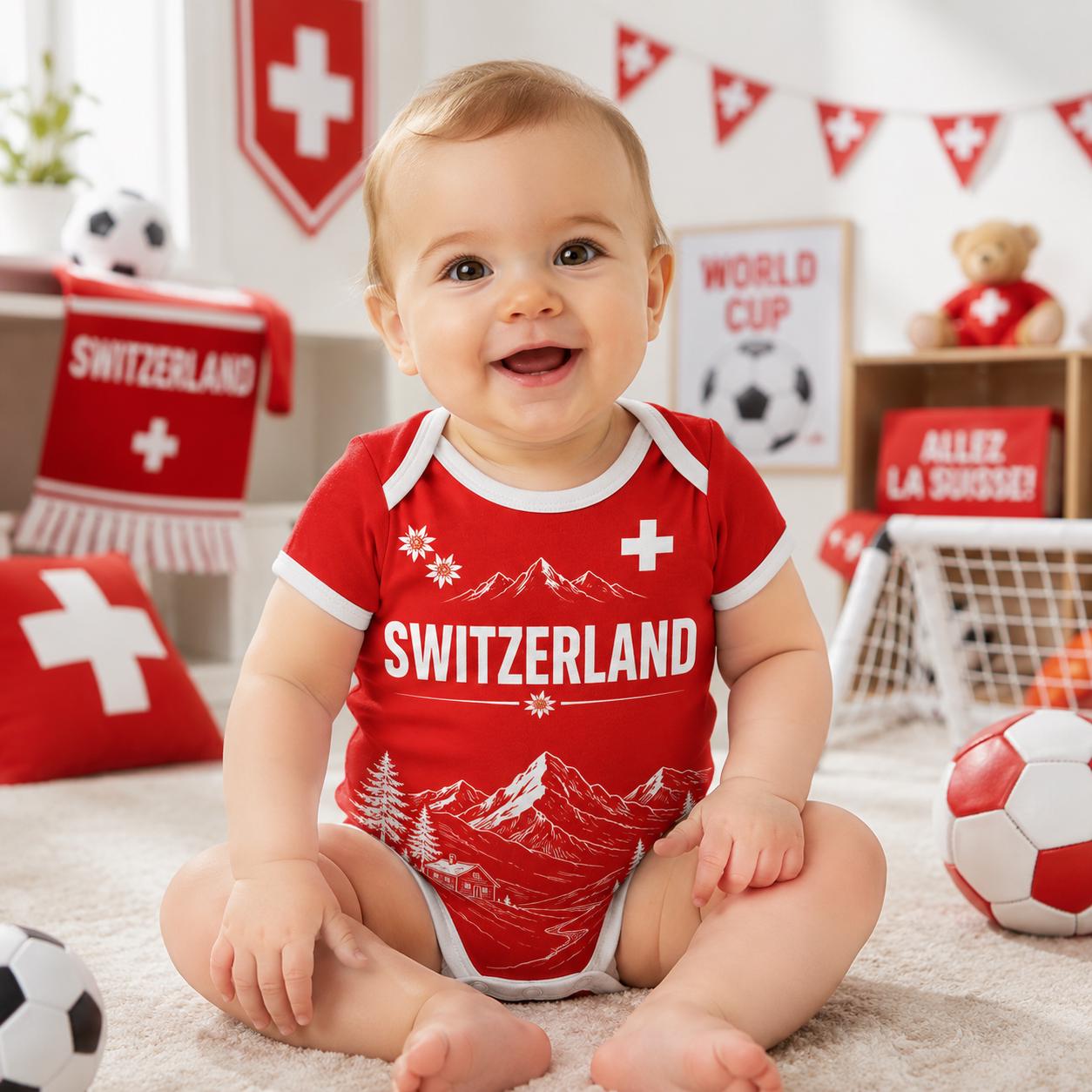 Switzerland Baby Soccer Bodysuit, Personalized Football Jersey, Custom Baby Gift, Baby Shower Gift