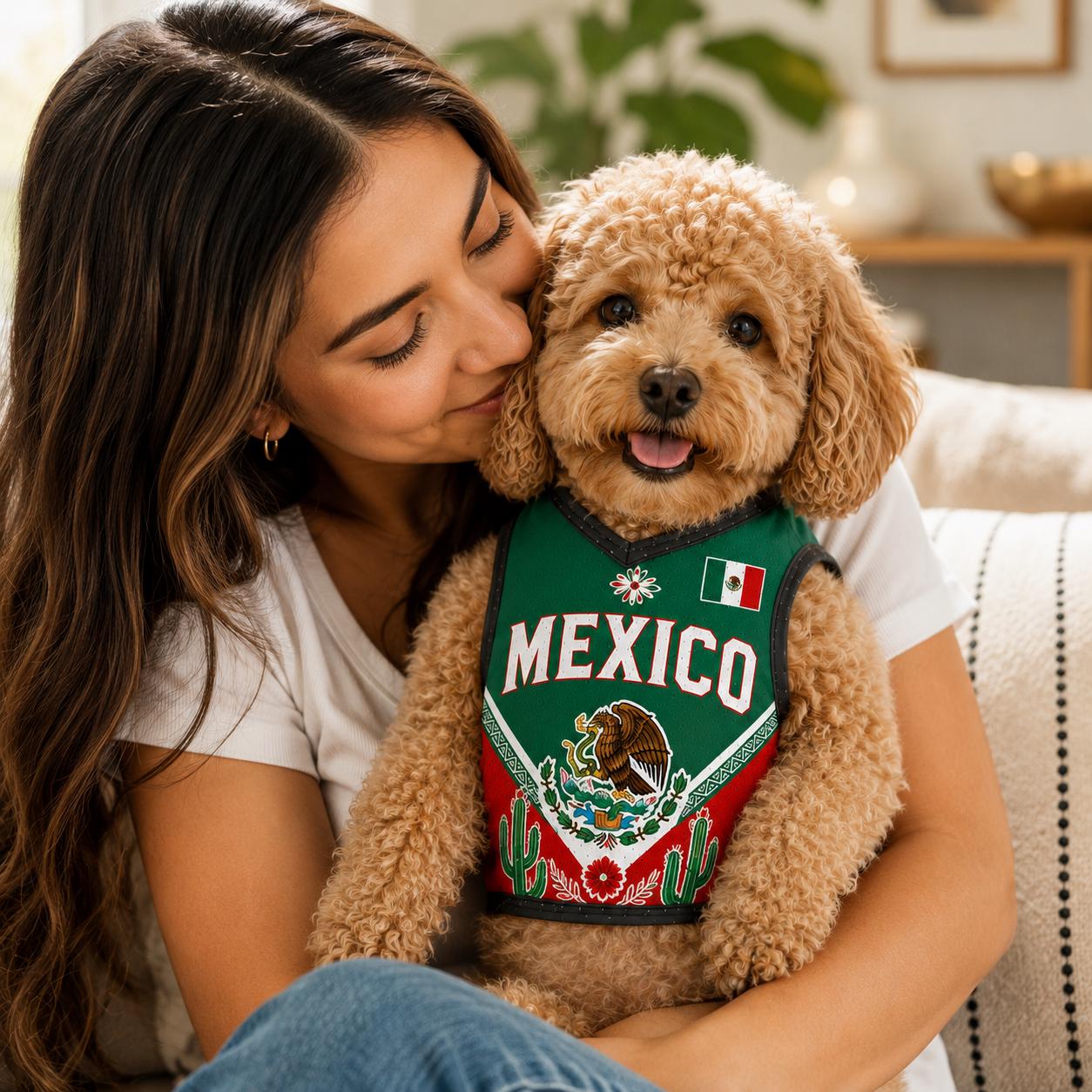 Personalized Mexico Pet Soccer Jersey, Soccer Outfit for Dogs Cats, Mexico Football Shirt