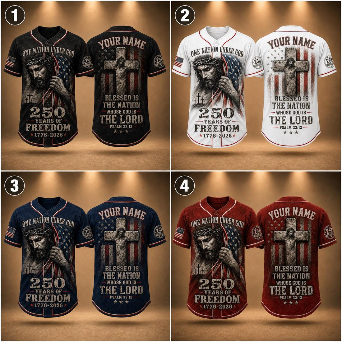 Christian Patriotic Baseball Jersey, Custom Name Jesus Jersey, One Nation Under God Shirt