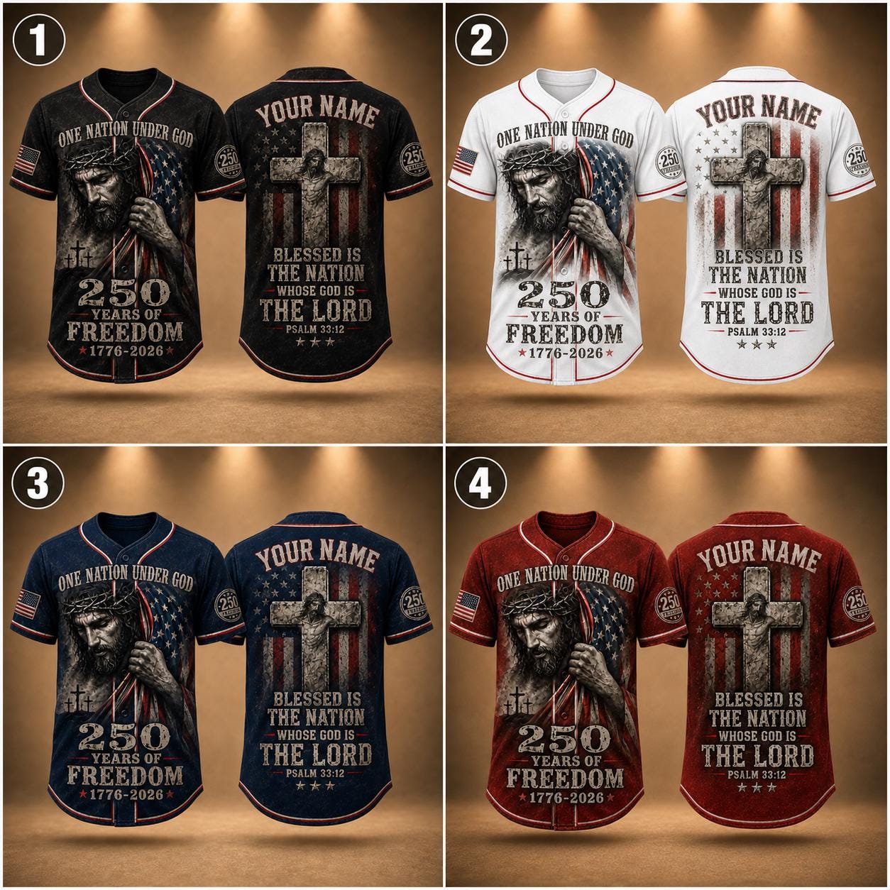 Christian Patriotic Baseball Jersey, Custom Name Jesus Jersey, One Nation Under God Shirt