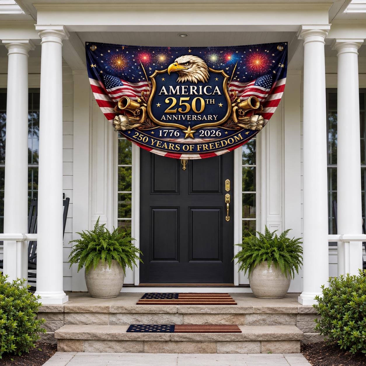 America 250th Anniversary Fan Flag, Semiquincentennial 1776-2026 Patriotic Eagle Outdoor Banner, 250 Years USA
