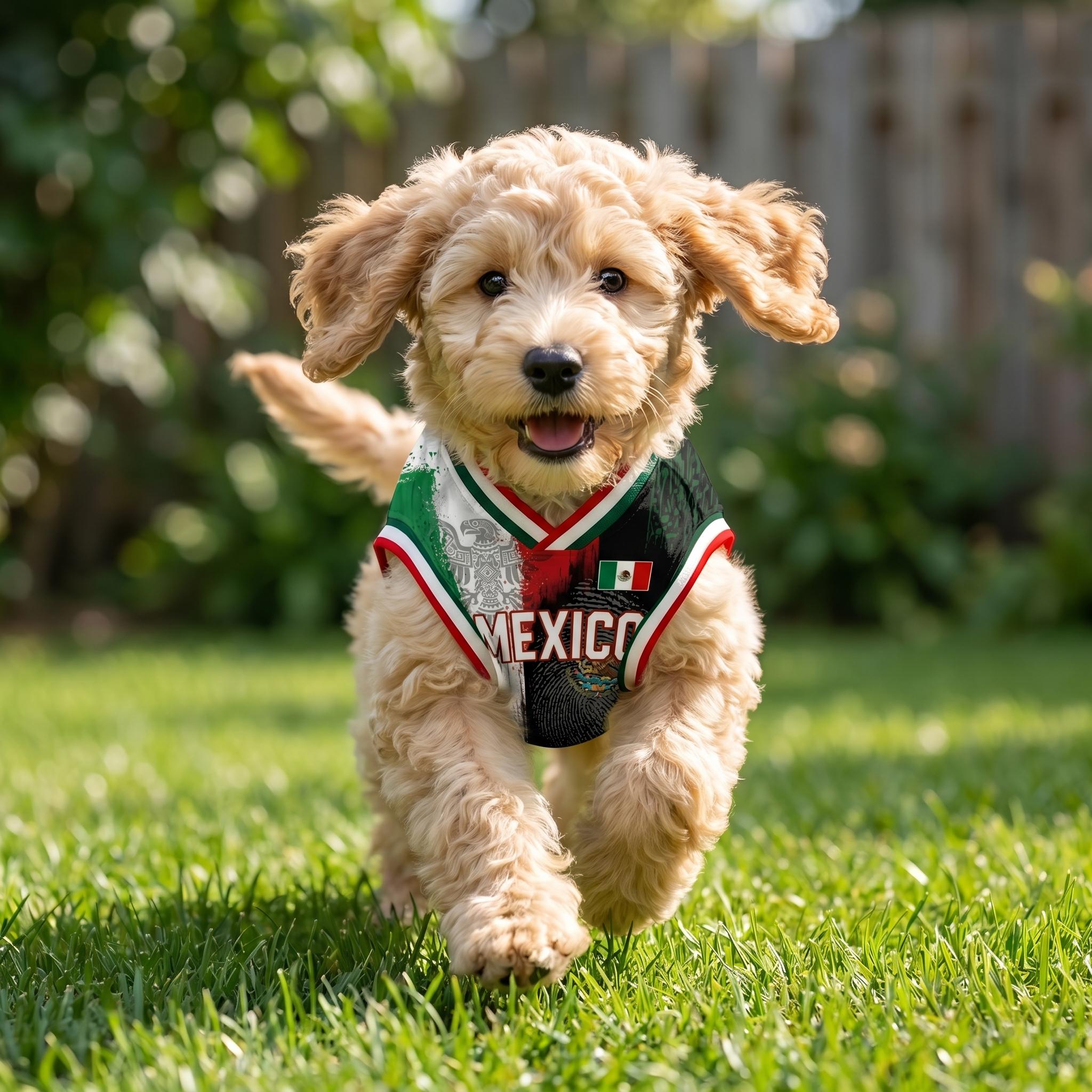 Personalized Mexico Dog Soccer Jersey, Custom Pet Football Shirt, Name Number Pet Jersey