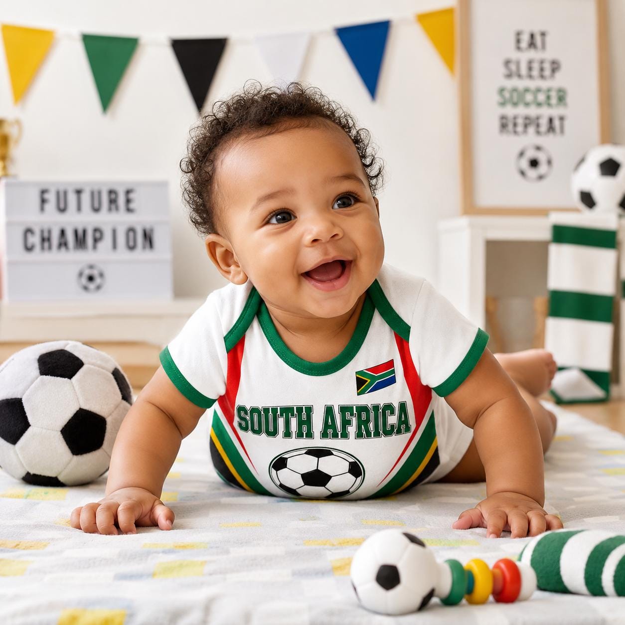Custom South Africa Soccer Baby Onesie, Personalized South Africa Football Baby Bodysuit