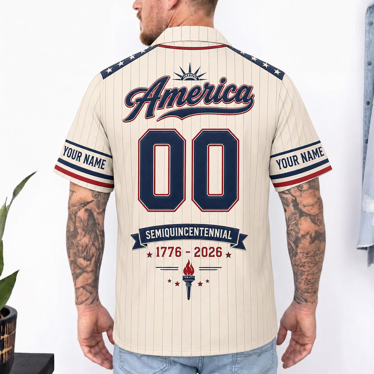 USA 250th Anniversary Baseball Jersey, Custom America 1776 2026 Shirt, Patriotic Gift for Men