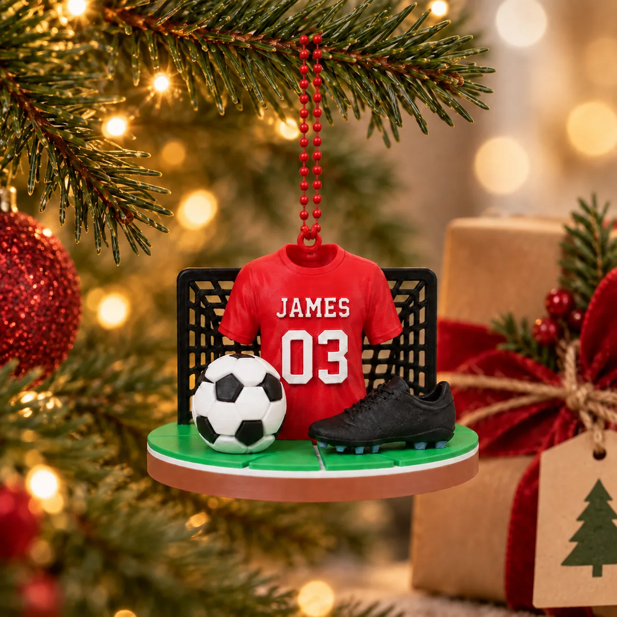 Personalized 3D Soccer Ornament – Custom Name Football Keepsake, Unique Christmas Gift for Soccer Players and Fans