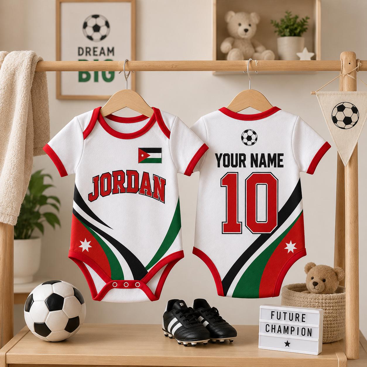 Personalized Jordan Baby Bodysuit, Jordan Soccer Romper, Custom Baby Gift, Baby Shower Gift