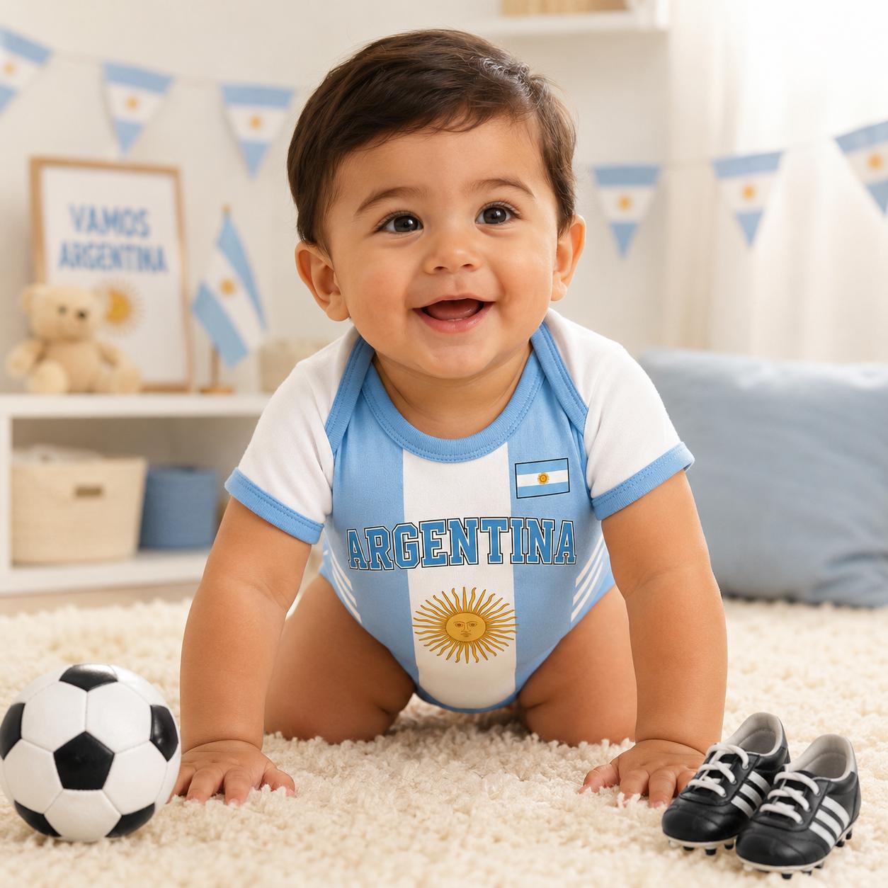 Custom Argentina Soccer Baby Suit, Personalized Argentina Football Infant Bodysuit