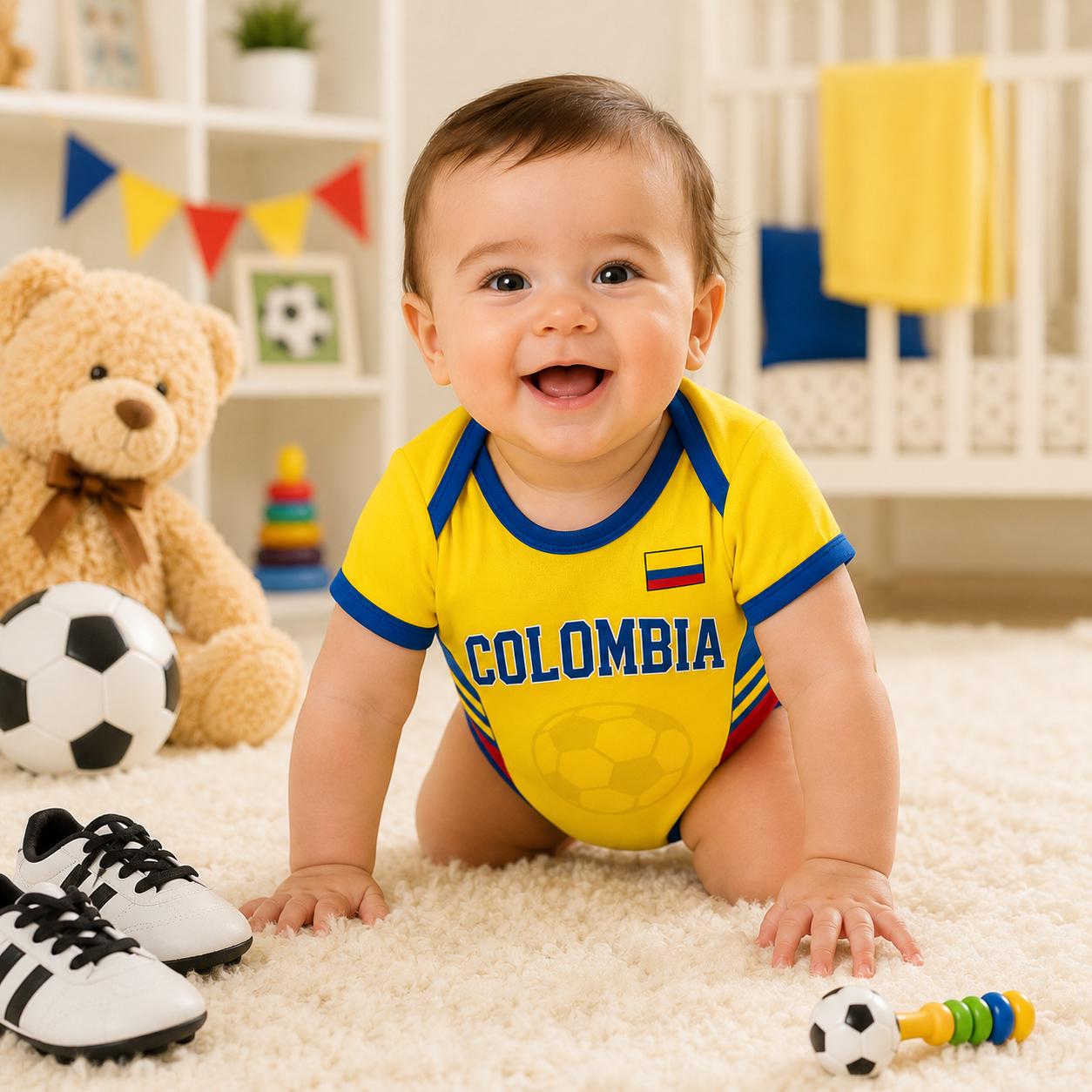 Custom Colombia Soccer Baby Onesie, Personalized Colombia Football Baby Bodysuit, Newborn Sport Gift