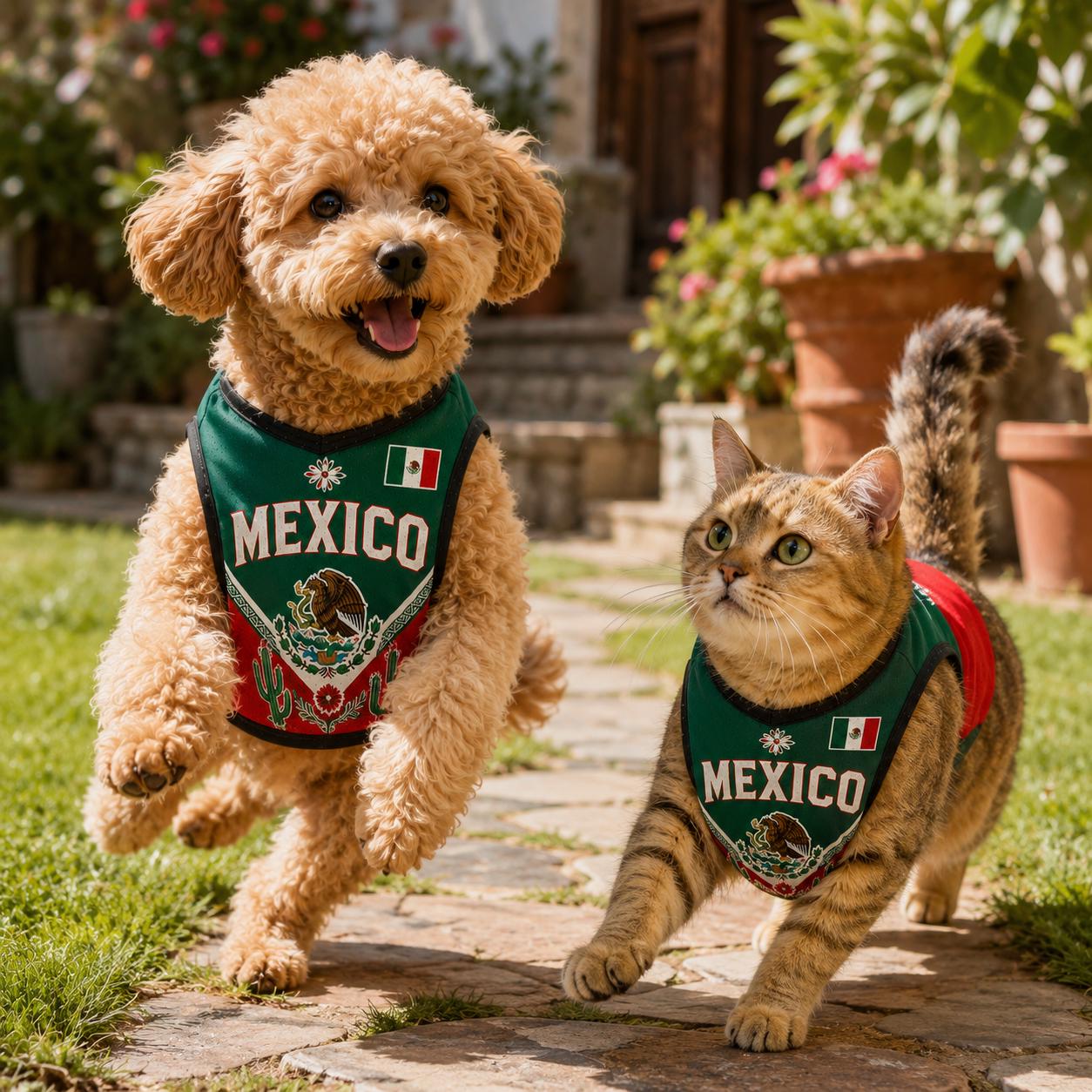 Personalized Mexico Pet Soccer Jersey, Soccer Outfit for Dogs Cats, Mexico Football Shirt