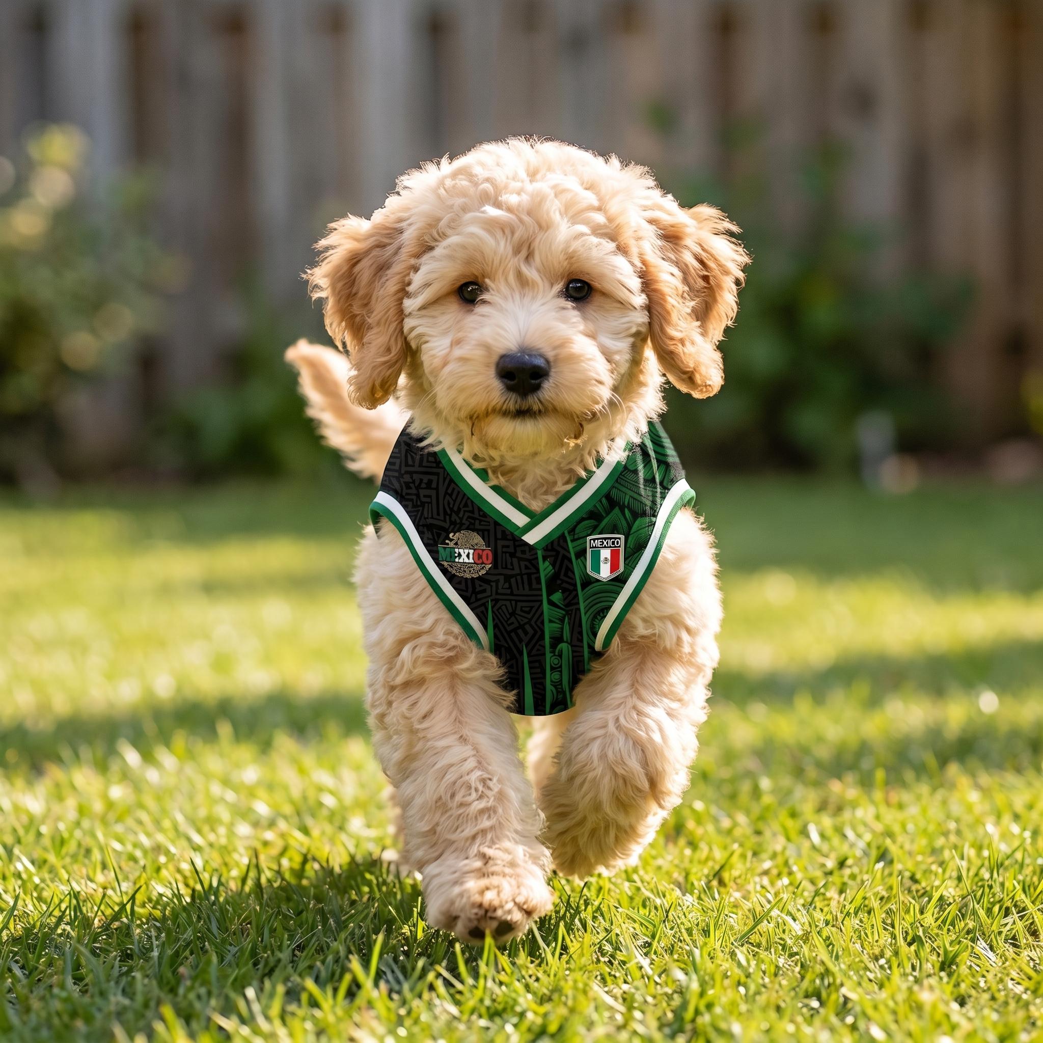 Personalized Mexico Pet Soccer Jersey, Custom Dog Cat Football Shirt, Name Number Puppy Sportswear