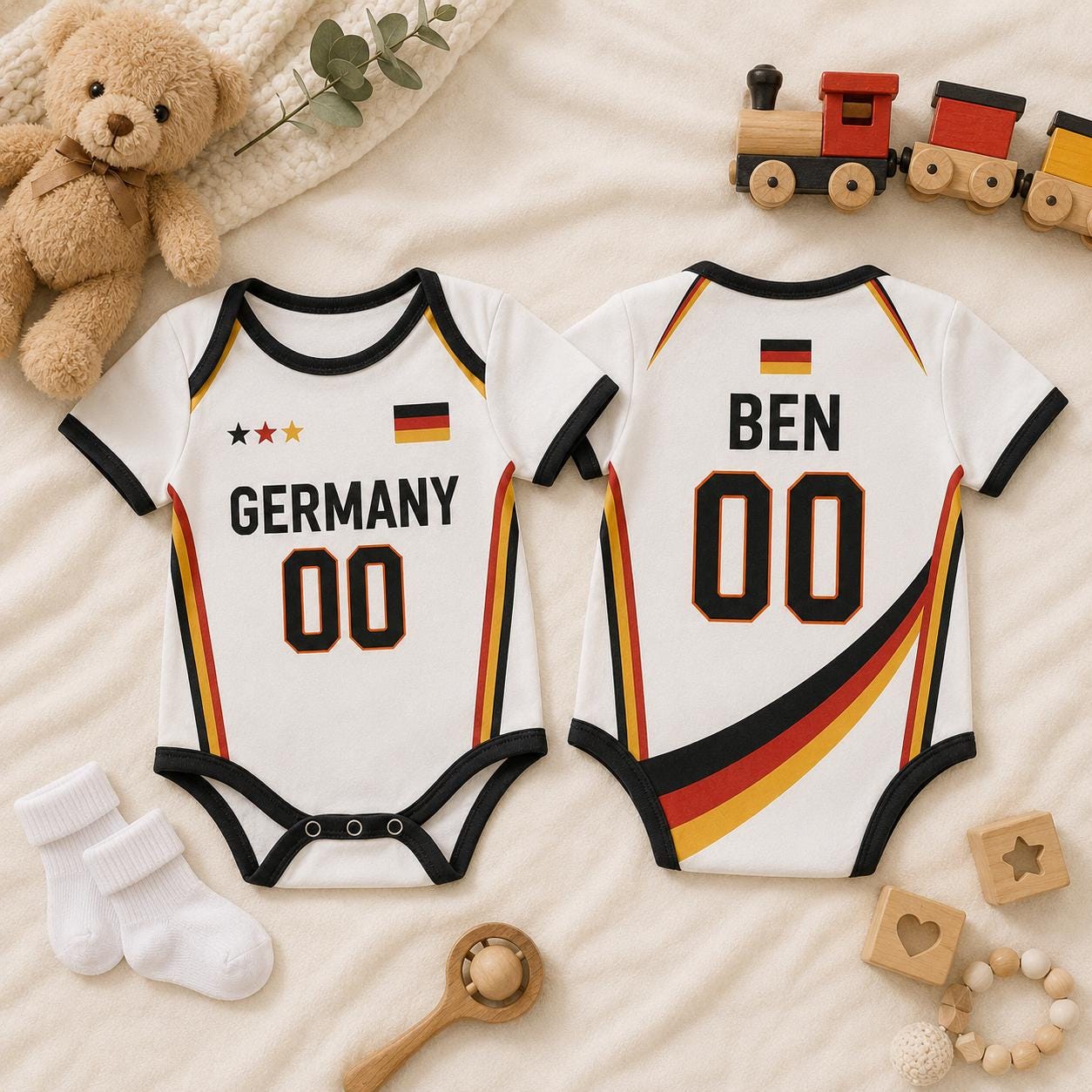 Germany Baby Soccer Bodysuit, Personalized Football Jersey, Custom Baby Gift, Baby Shower Gift