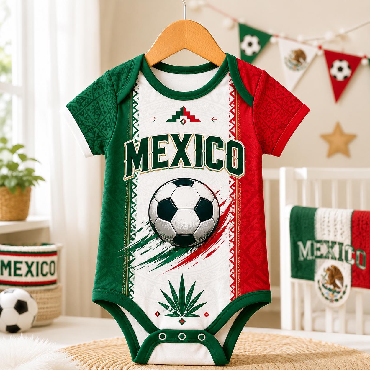 Personalized Mexico Baby Soccer Bodysuit, Personalized Football Jersey, Custom Baby Gift, Baby Shower Gift