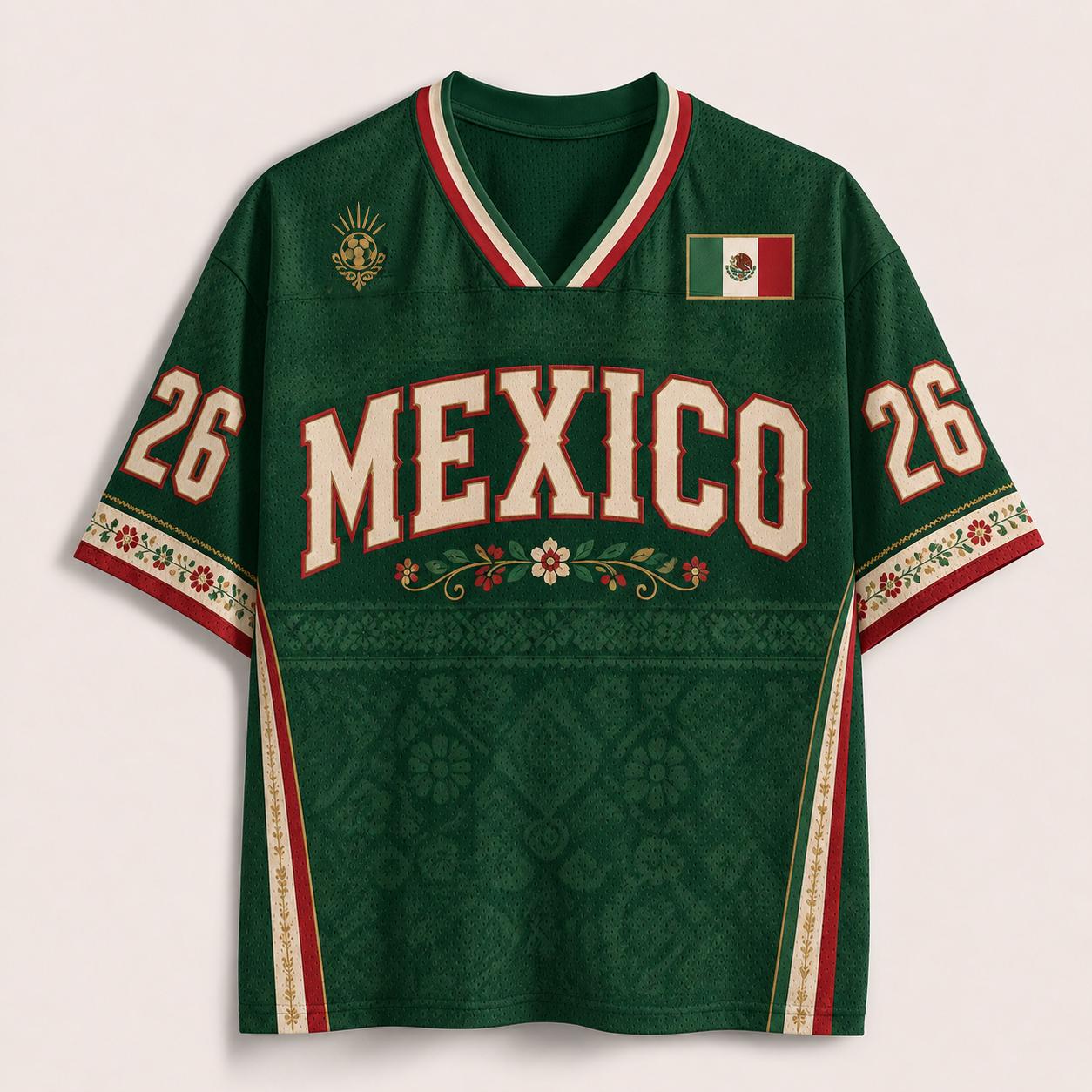 Mexico Soccer Jersey, WC 2026 Jersey, Drop Shoulder Mesh Football Shirt, Soccer Fan Apparel