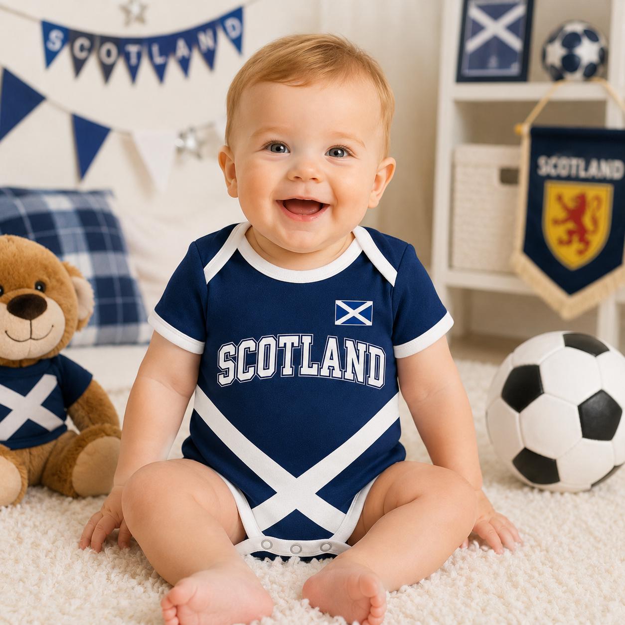 Scotland Baby Soccer Bodysuit, Personalized Football Jersey, Custom Baby Gift, Baby Shower Gift