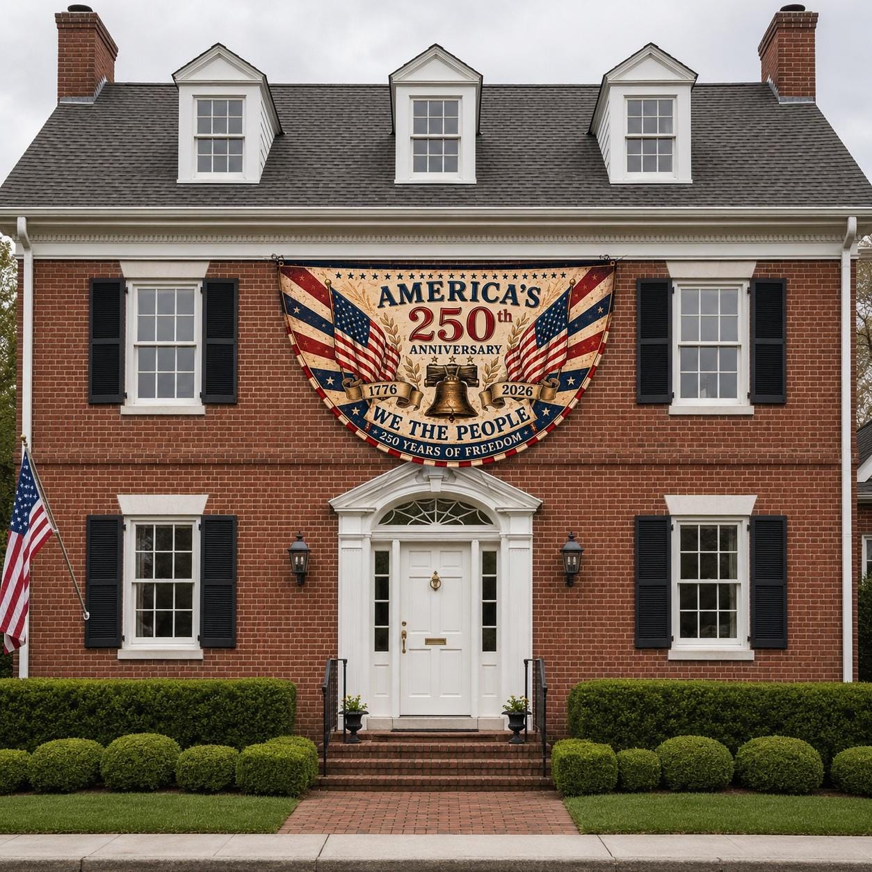 USA 250th Anniversary Patriotic Bunting Banner | America 1776–2026 Semicircle Fence Flag