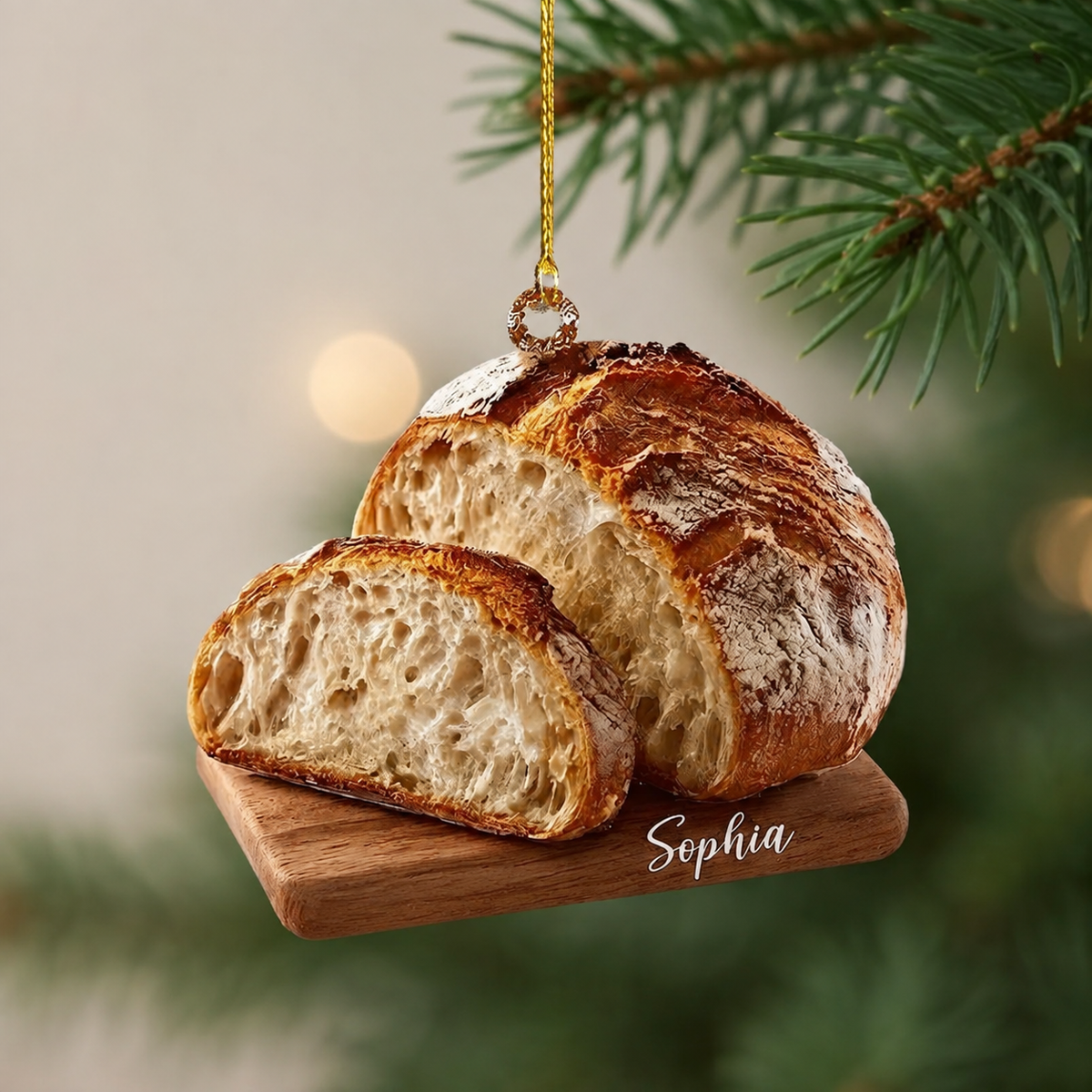 Personalized Sourdough Bread Acrylic Ornament, Artisan Baker Christmas Tree Decor